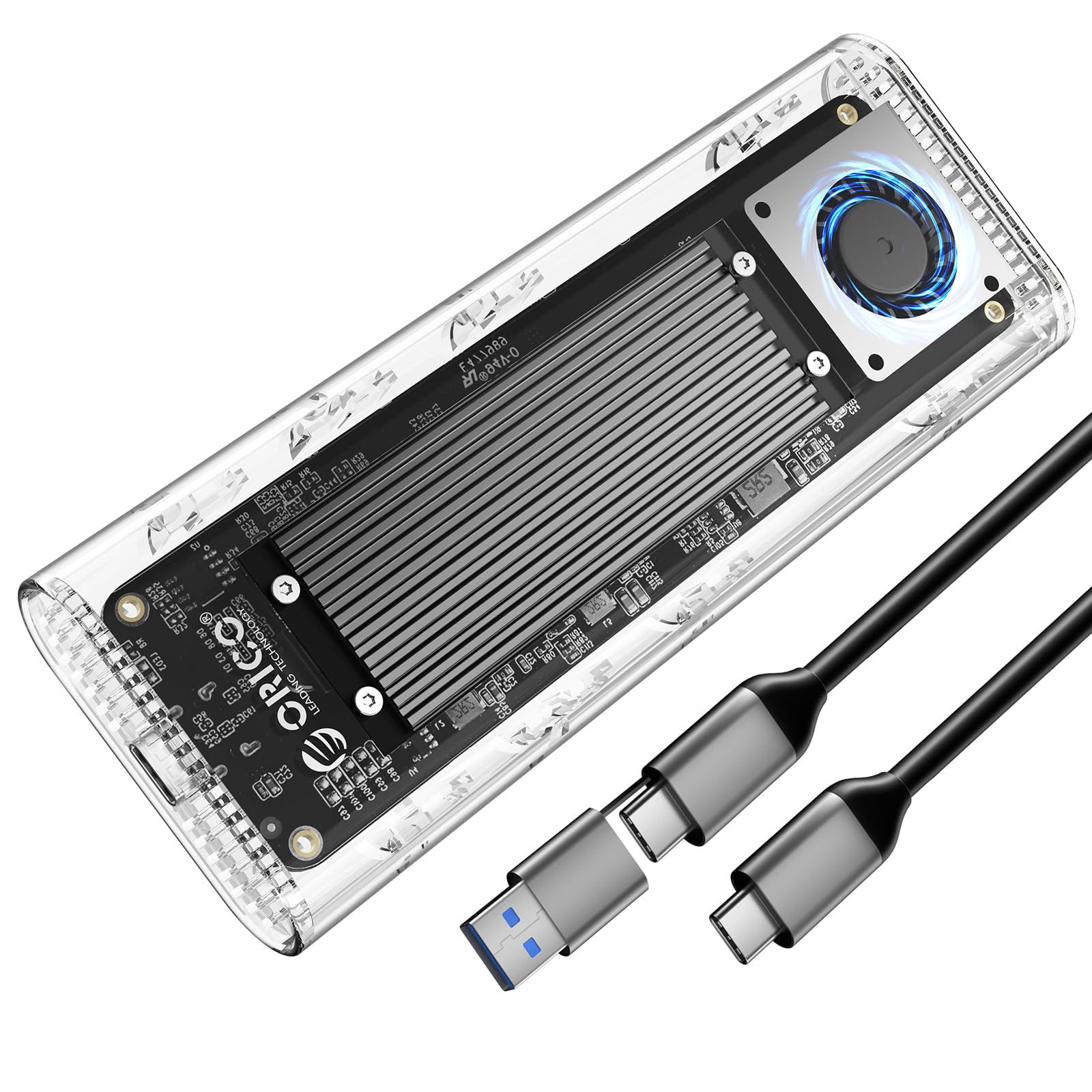 ORICO 40Gbps M.2 NVMe SSD Enclosure with Built in Cooling Fan, Tool Free External Hard Drive Enclosure, Support 2230 2242 2260 2280(M Key), Compatible with Thunderbolt 3/4 USB4/3.2/3.1/3.0/2.0 TCM2U4