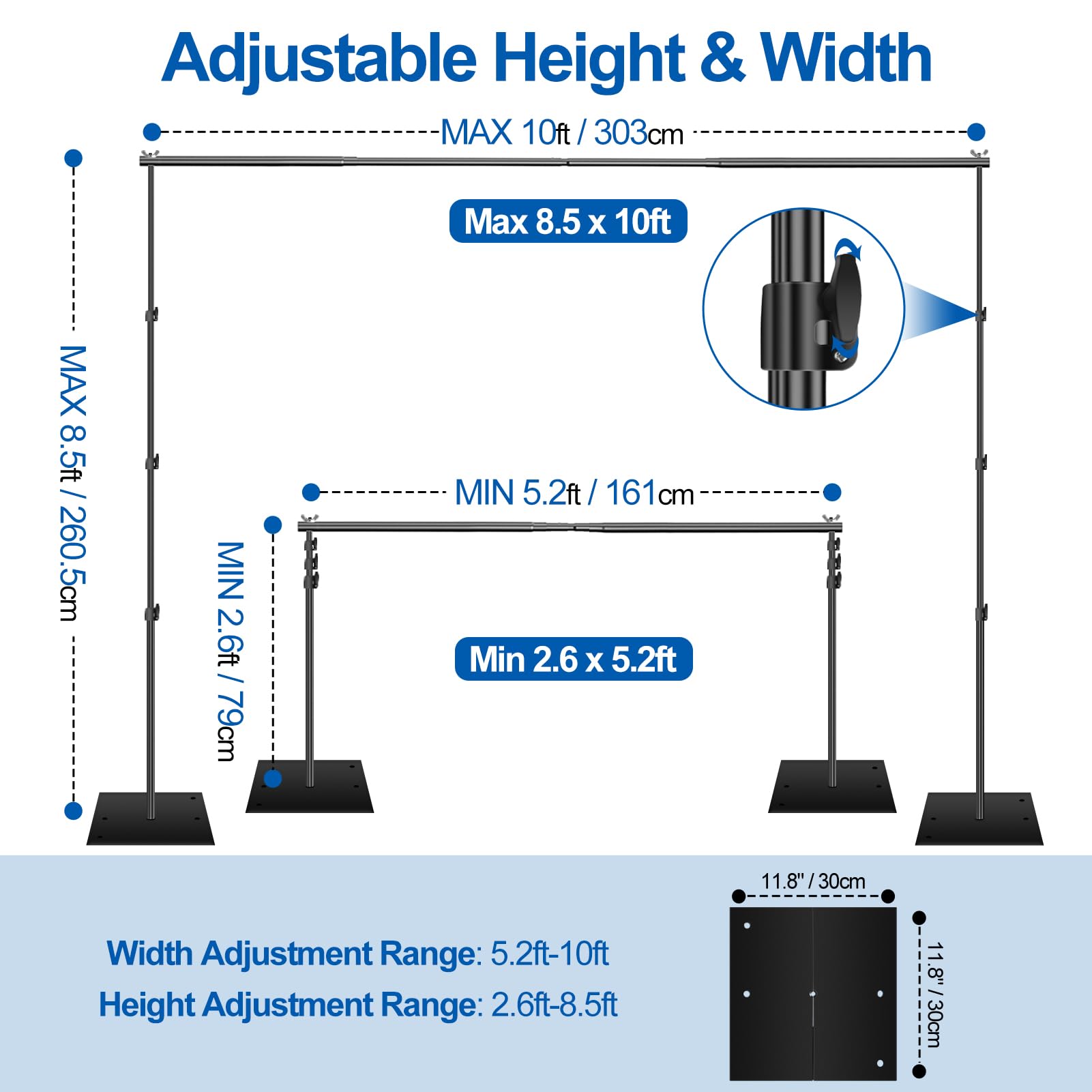 Fudesy Heavy Duty Backdrop Stand, 8.5X10Ft Adjustable Photo Background Stand Support System Kit With Steel Base, Pipe And Drape