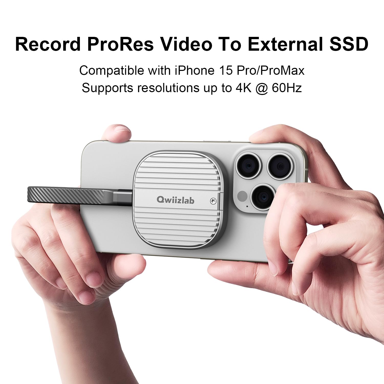 Qwiizlab Magnetic 2230 Nvme Ssd Enclosure, Magsafe For Iphone 16/15 Pro Max Prores, 10Gbps Usb Type C, 100W Pd Charge, Fits Pcie
