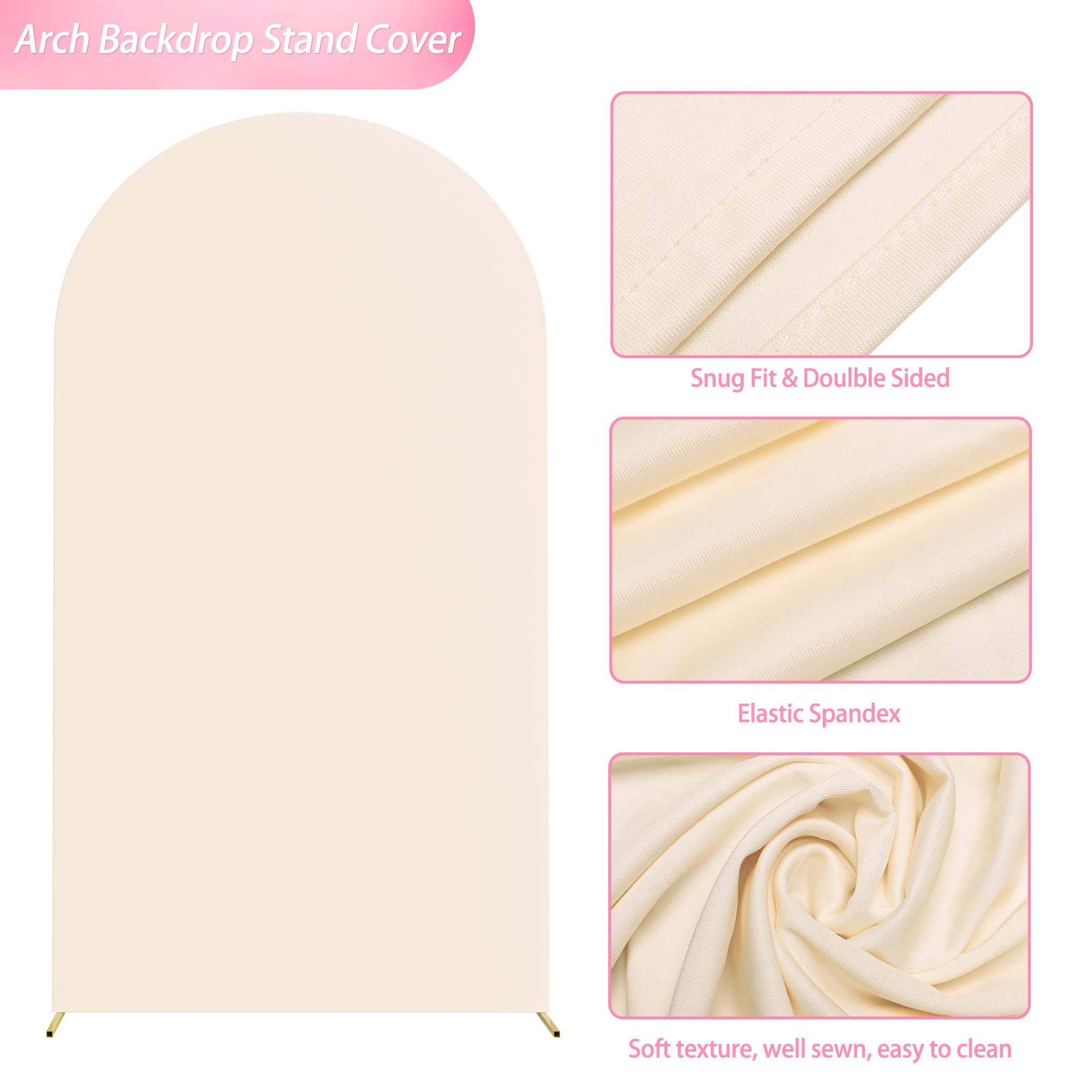 Wokceer 7.2Ft Wedding Arch Cover Spandex Fitted Wedding Arch Stand Covers Round Top Chiara Arch Backdrop Cover For Birthday Part