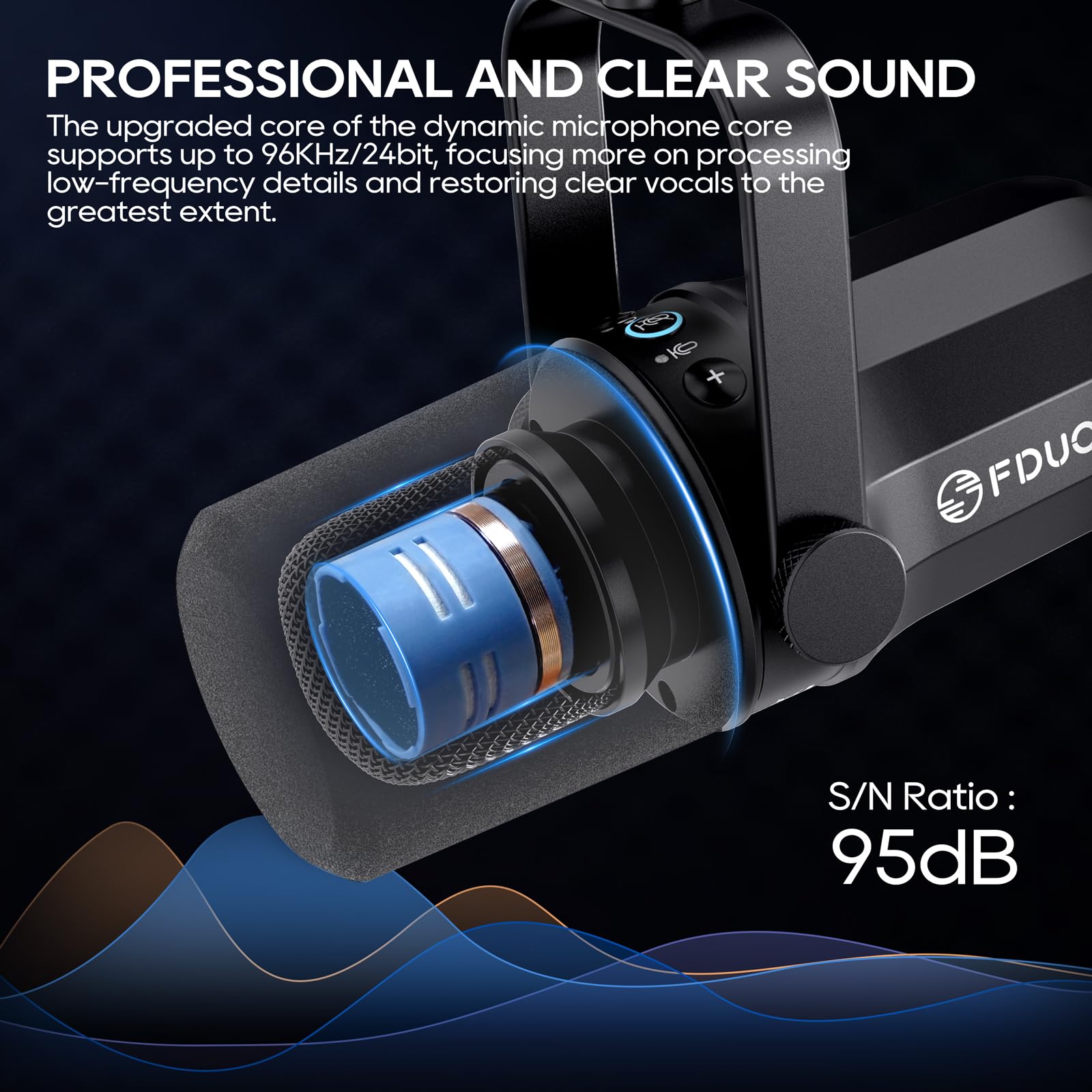 Fduce Sl40+ Dynamic Podcast Microphone,Usb/Xlr Microphone Kit For Streaming&Gaming,Boom Arm Stand Mic,Built In Headphone Output,