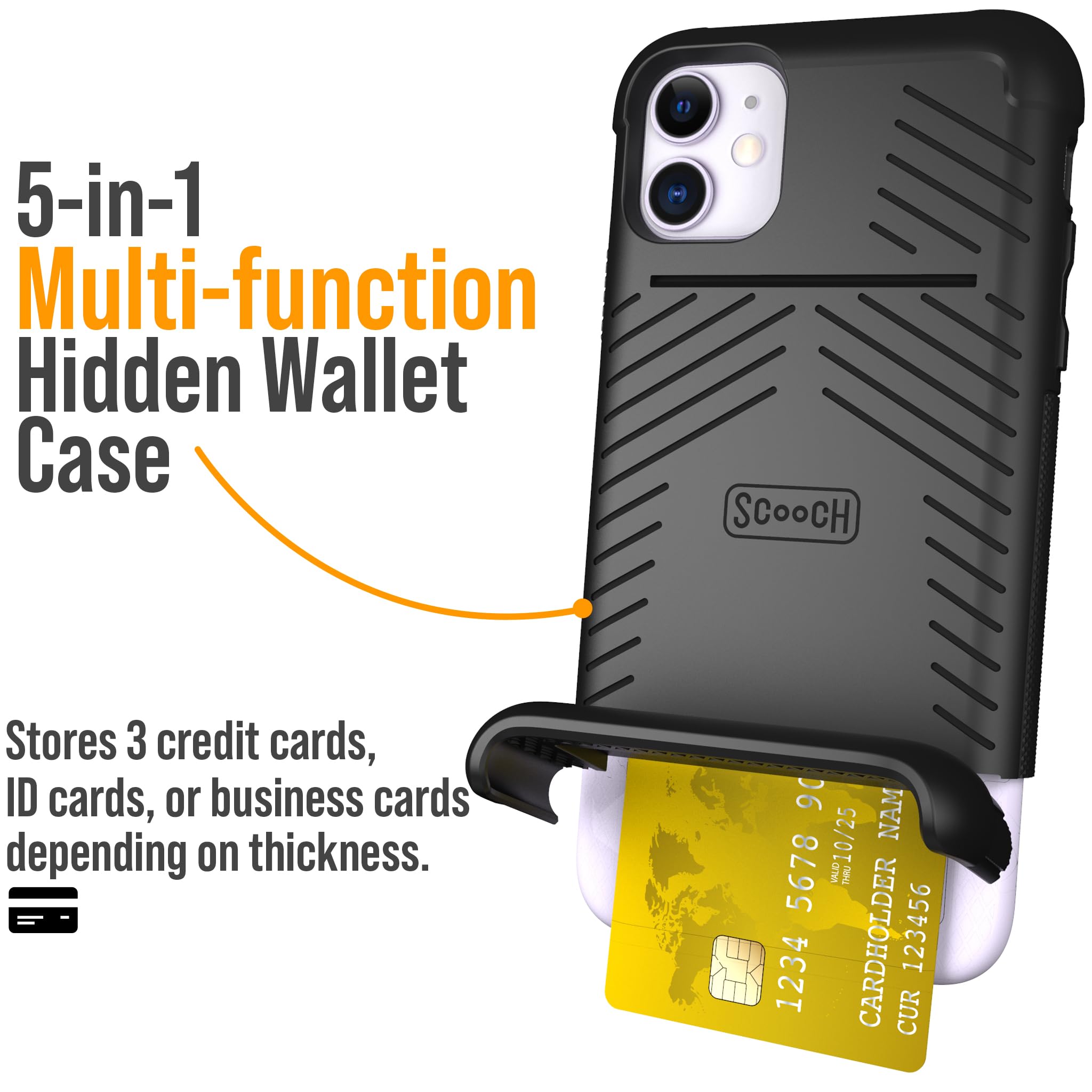 Scooch Iphone 11 Case With Card Holder, Wingmate For Iphone 11 Wallet Case With Rfid Protection,10 Foot Drop Protection, Magneti