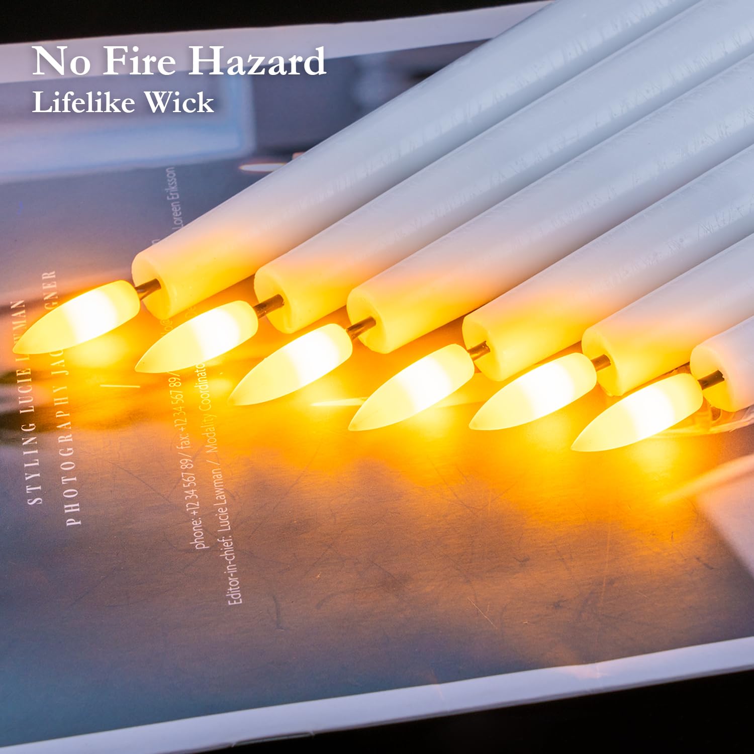 Homemory 2 Pcs Waxy Flameless Taper Candles With Remote, Led Flameless Candlesticks Classic Tall Taper Candles, Flickering Batte