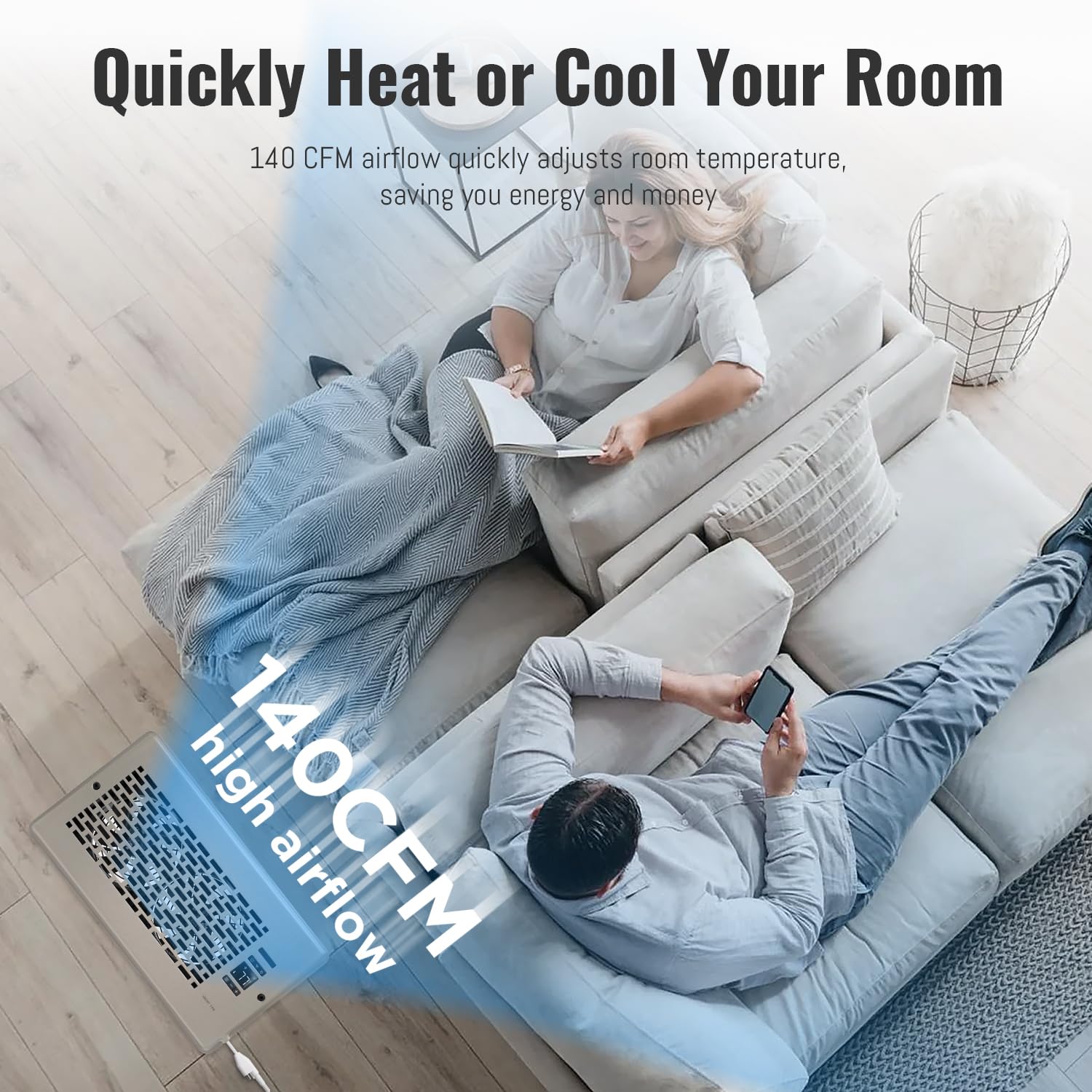 Sanycasa Booster Fan For 6 '' X 12 '' Register Holes, Quiet Vent With Intelligent Thermostat, Improves Heating Cooling, App Cont