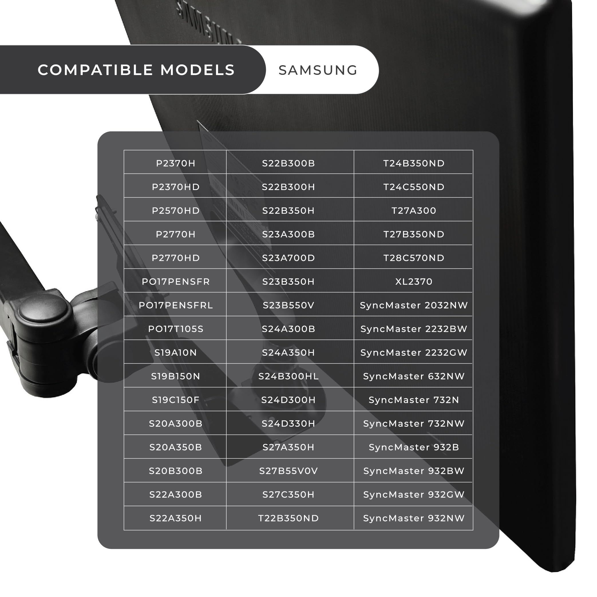 Humancentric Vesa Mount Adapter Bracket Compatible With Samsung Monitors, Fits Many Models Including Px2370, S23C350H, S24B300El, S24D300, S27B350, S24D330, S22B350, And More