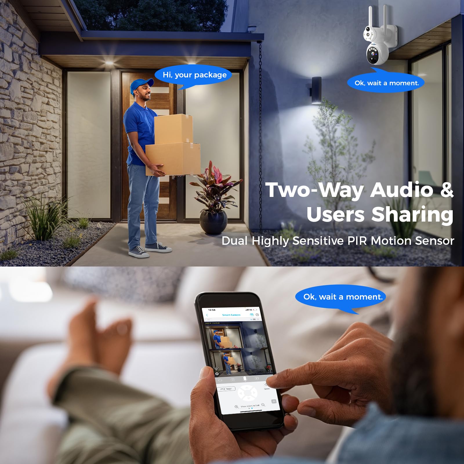 Hiseeu No Wifi Security Cameras Wireless Outdoor, Dual Lens 4G Cellular Security Camera Solar Powered Work Without Wifi, 360Ptz,