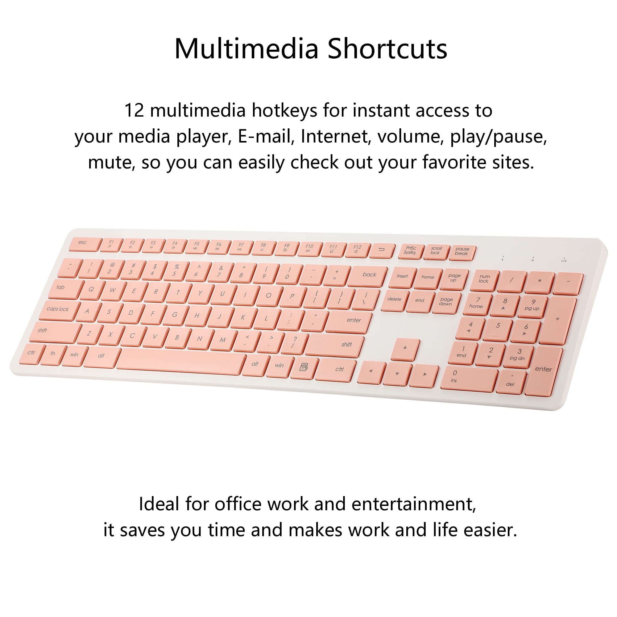 Wireless Keyboard And Mouse Combo, 2.4G Silent Cordless Wireless Keyboard Mouse Combo For Windows Chrome Laptop Computer Pc Desk