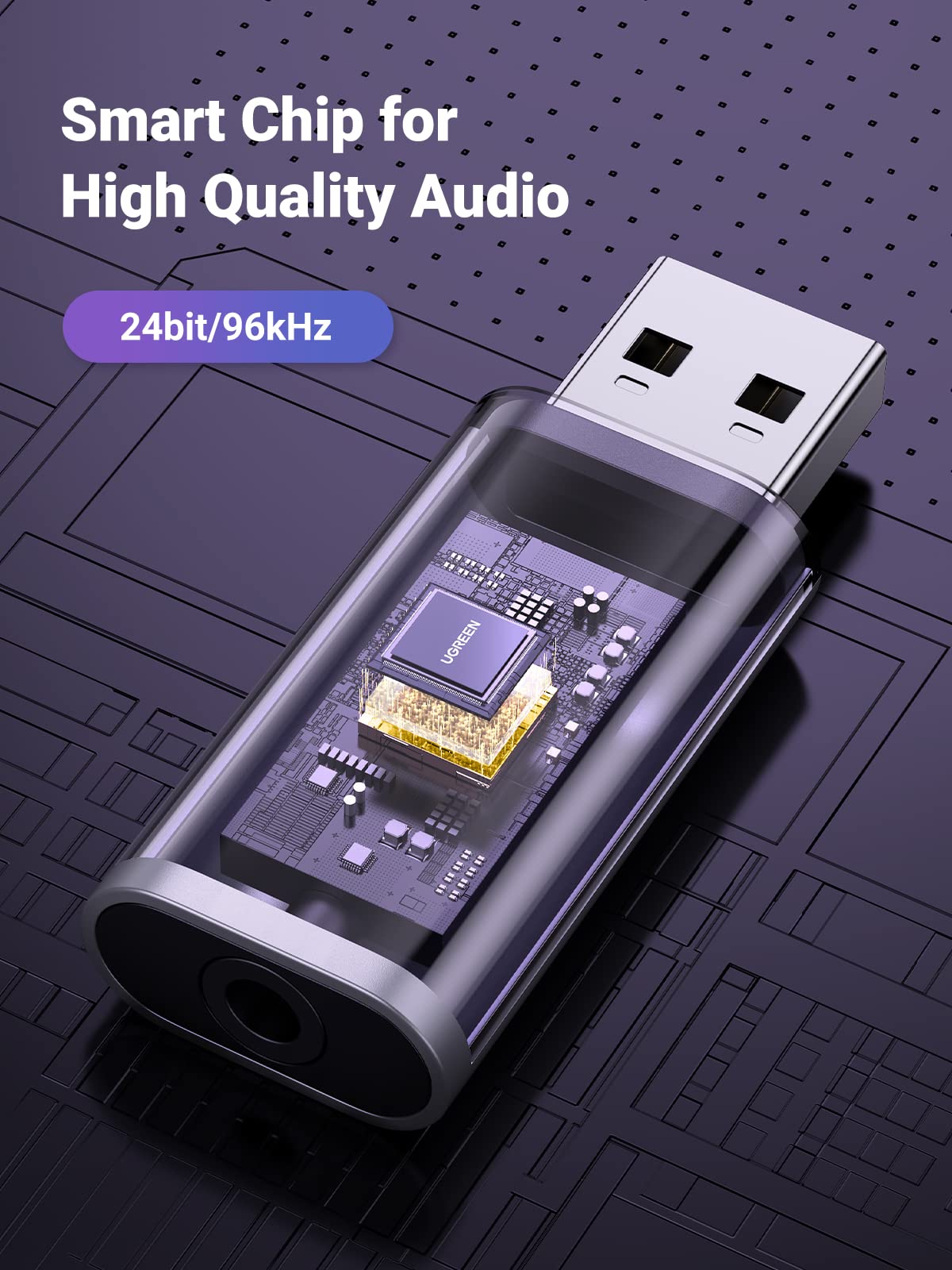 Ugreen Usb To Audio Jack Usb External Sound Card 3.5Mm Audio Adapter 2 In 1 Usb A To Aux Trrs Headphone Adapter Microphone Stere