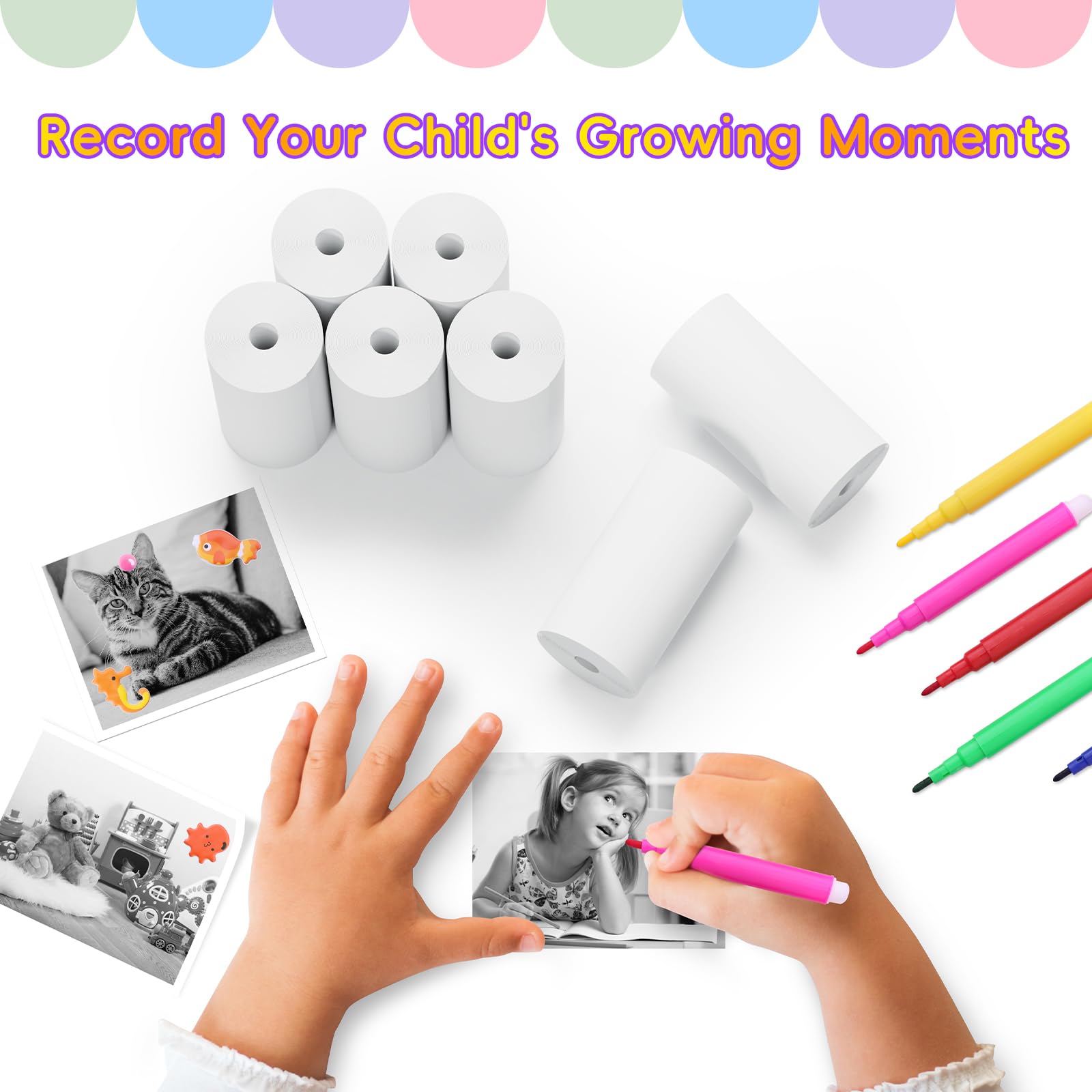 5 Rolls Kids Instant Camera Refill Print Paper Hd Printing Thermal Print Paper Set For Kid'S Instant Camera Favors Supplies(Whit
