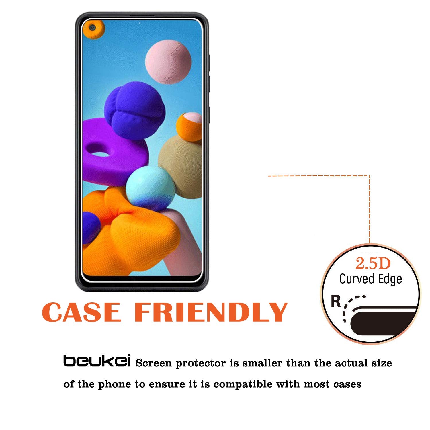 Beukei (4 Pack) For Samsung Galaxy A21 Screen Protector Tempered Glass, Anti Scratch, Bubble Free