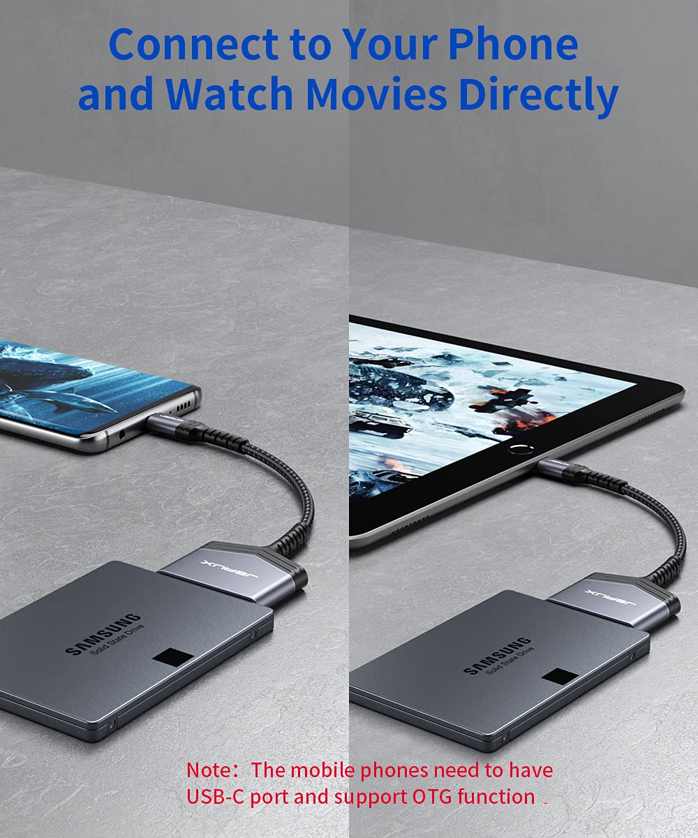 Jsaux Sata To Usb C Cable, Usb C 3.1 To 2.5    Sata Iii Hard Driver Adapter Aluminum Shell External Converter For Ssd/Hdd Data T