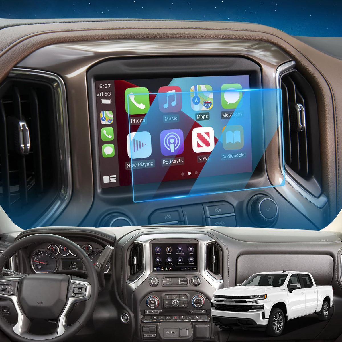 Lfotpp 2Pcs 2014-2020 2021 Silverado 1500 2500Hd 3500Hd Ltz Mylink 8 Inch 2016-2021 Gmc Sierra 8 Inch Screen Protector Car Navigation Screen Protector Glass Infotainment Center Touch Display