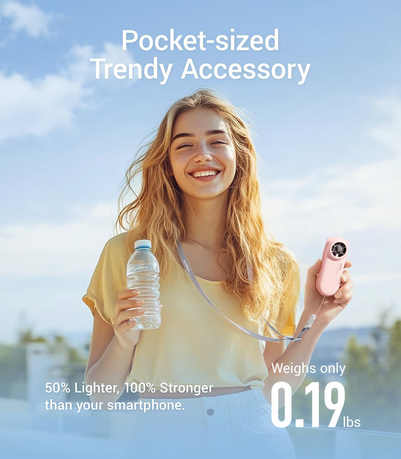 Diveblues Turbobear Mini Portable Handheld Turbo Fan  Powerful Air Speed, Ultra Light 86.5G Hand Fan, 5 Gear Cooling, Rechargeab