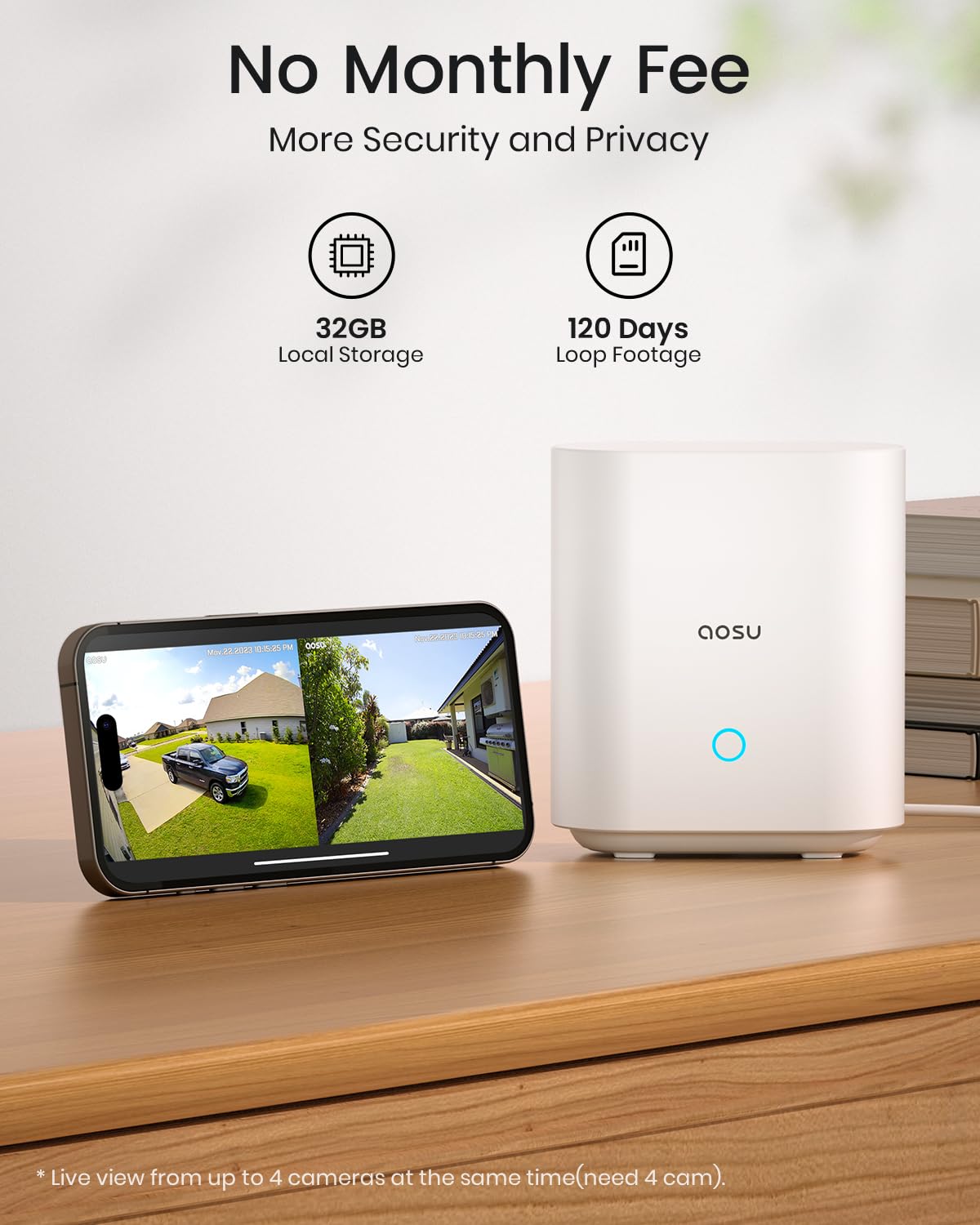 Aosu 3K/5Mp Solar Security Cameras Wireless Outdoor, Ultra Wide Angle, Cam To Cam Track & Sync, Home Security System With Color Night Vision, Spotlight Smart Alarm, No Subscription, 2.4G & 5G Wifi