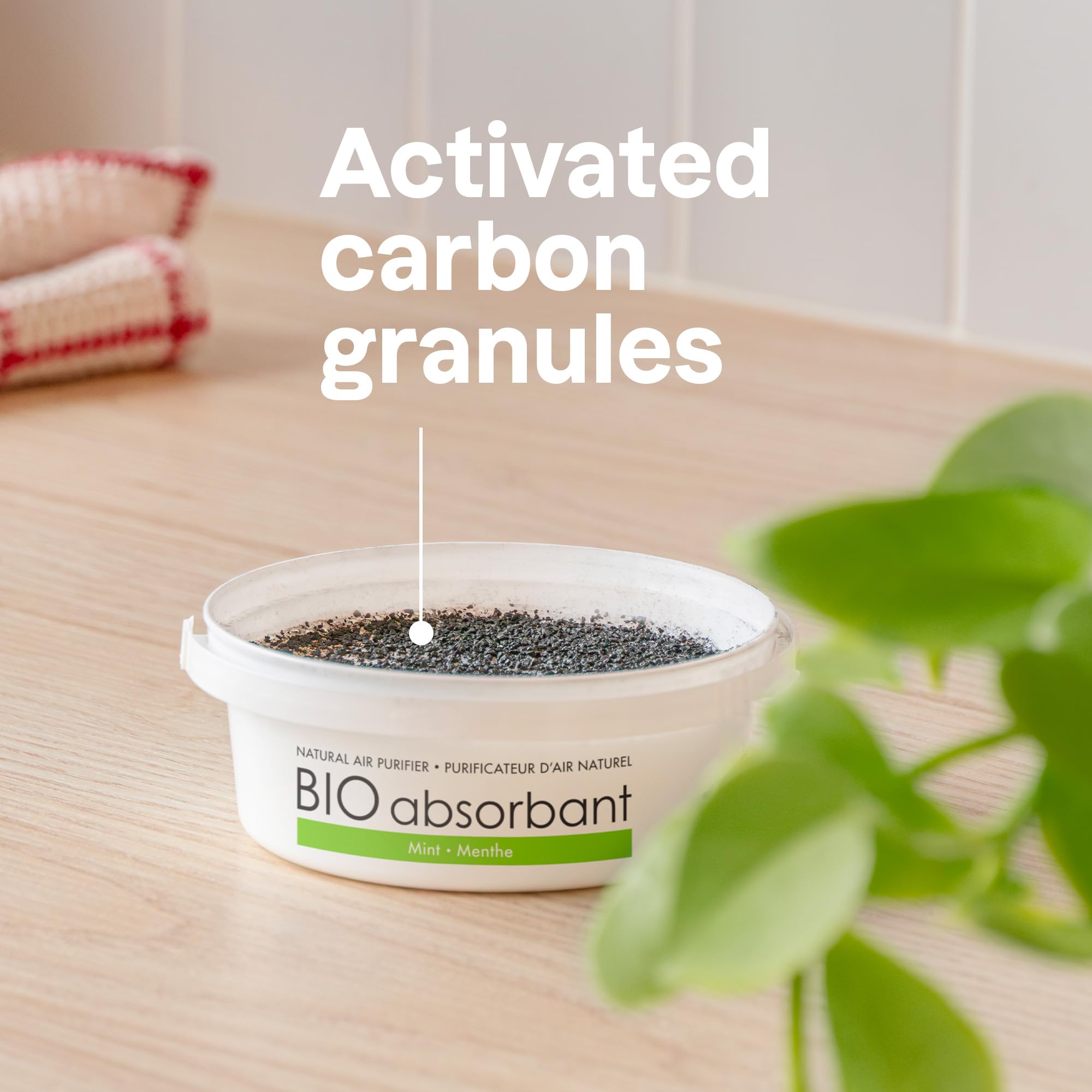 Attitude Bio Absorbant Air Purifier With Activated Carbon, Plant- And Mineral-Based, Absorbs Odors, Vegan, Mint, 8 Ounces