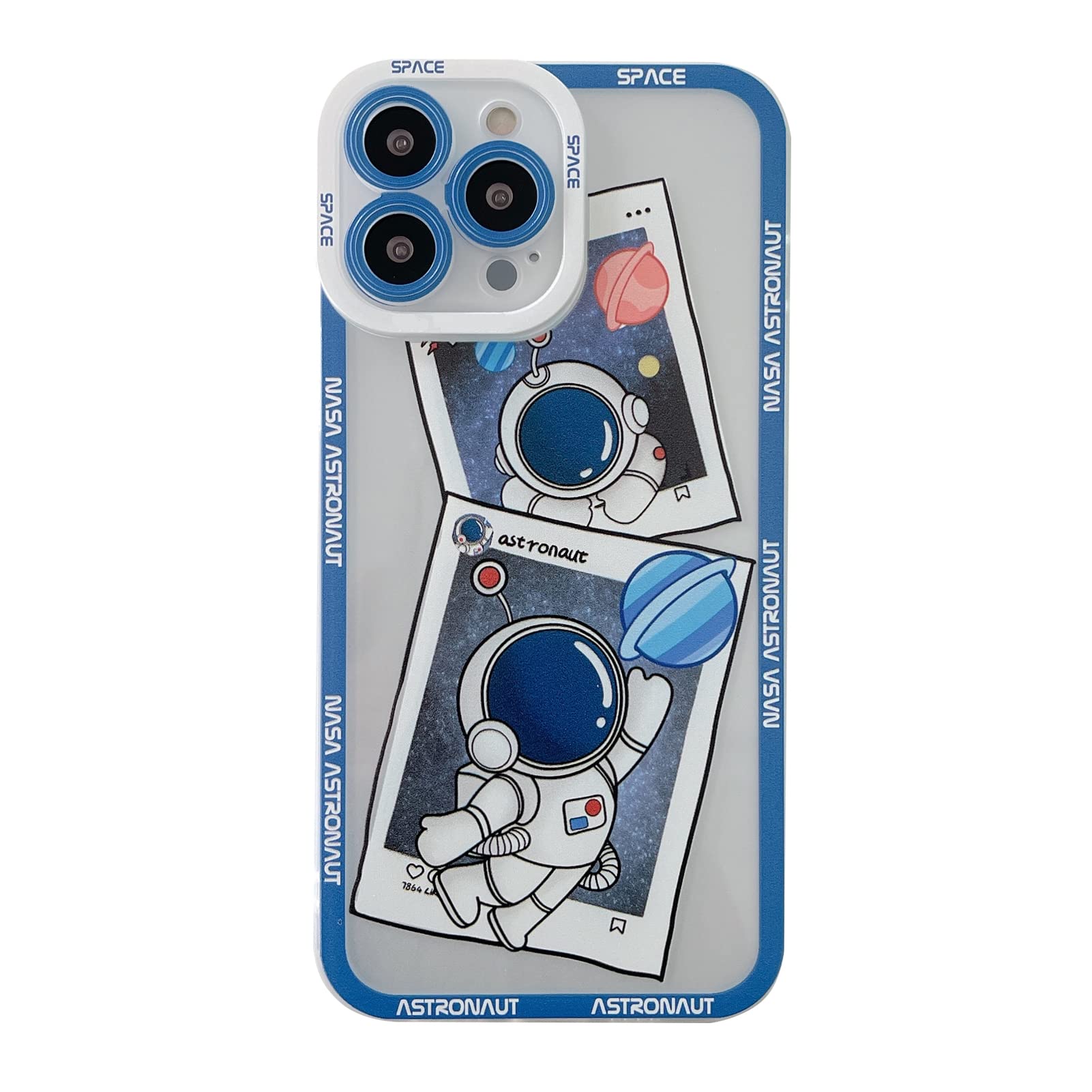 Yonds Queen For Iphone 13 Mini Cute Clear Case, Cool Cartoon Astronaut Space Planet Moon Design Stylish Soft Tpu Bumper Shockpro