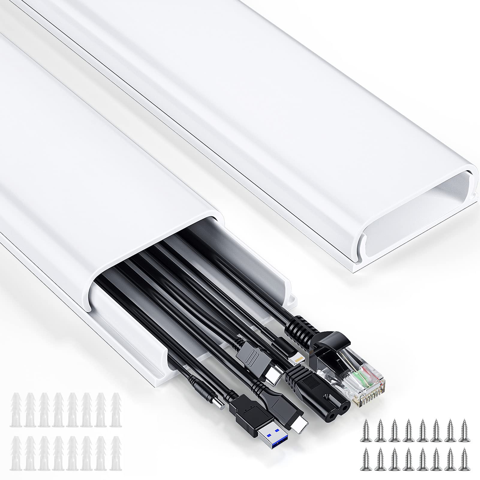 Delamu Cord Hider, 62.8in Cord Covers for Wires on Wall, Cable Hider Cable Management, Wire Hiders for TV on Wall, Wire Covers f