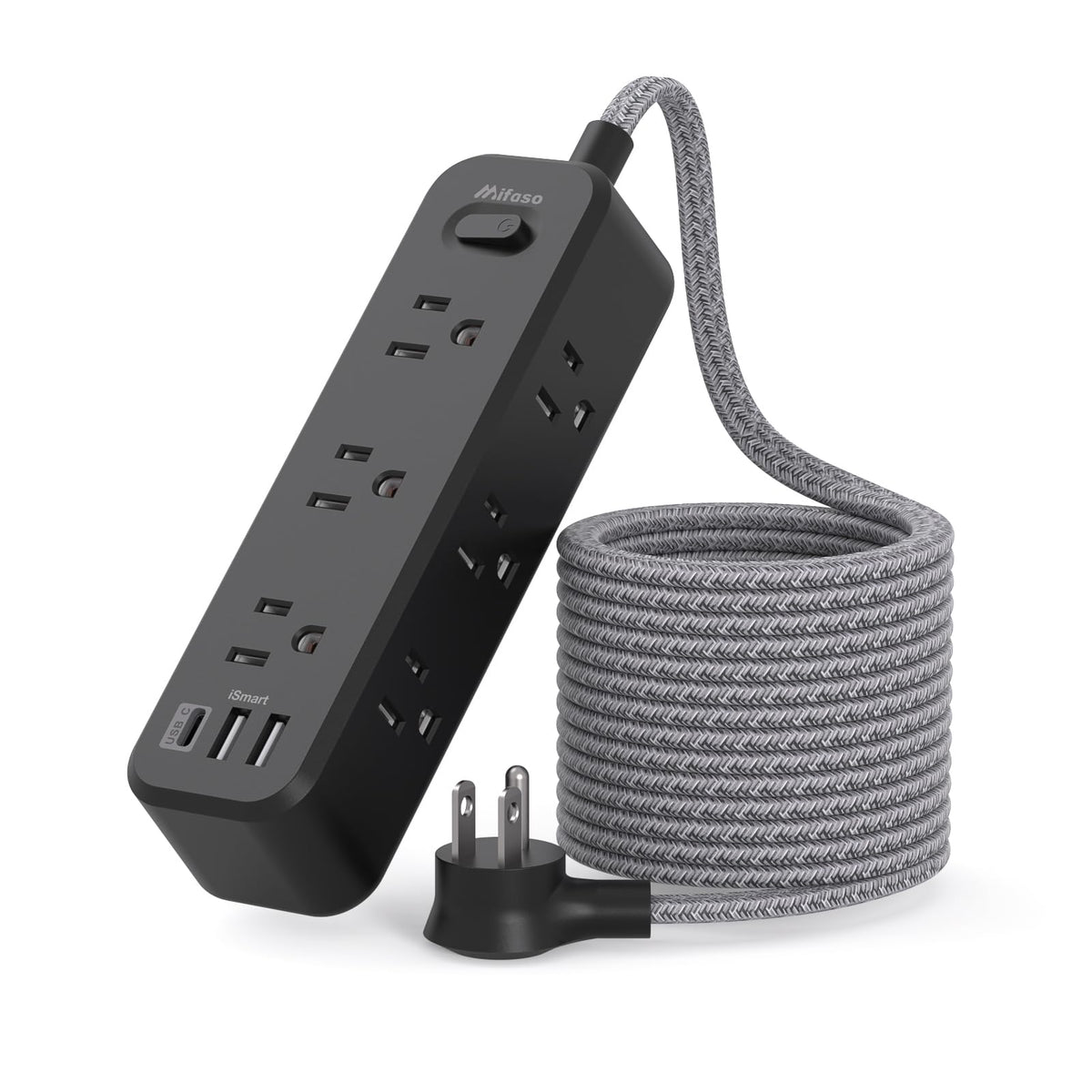Black Extension Cord 10Ft, Surge Protector Power Strip, Long Extension Cord With 9 Outlets 3 Usb Ports, Extension Cord With Mult