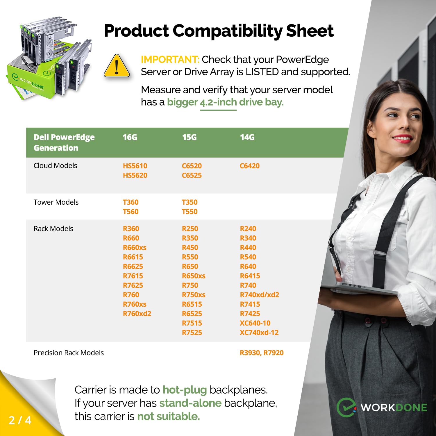 Workdone 6 Pack   3.5'' Hard Drive Caddy With 2.5'' Hdd Adapter   Compatible For Dell Poweredge Servers   R240 R340 R740 R640 R5