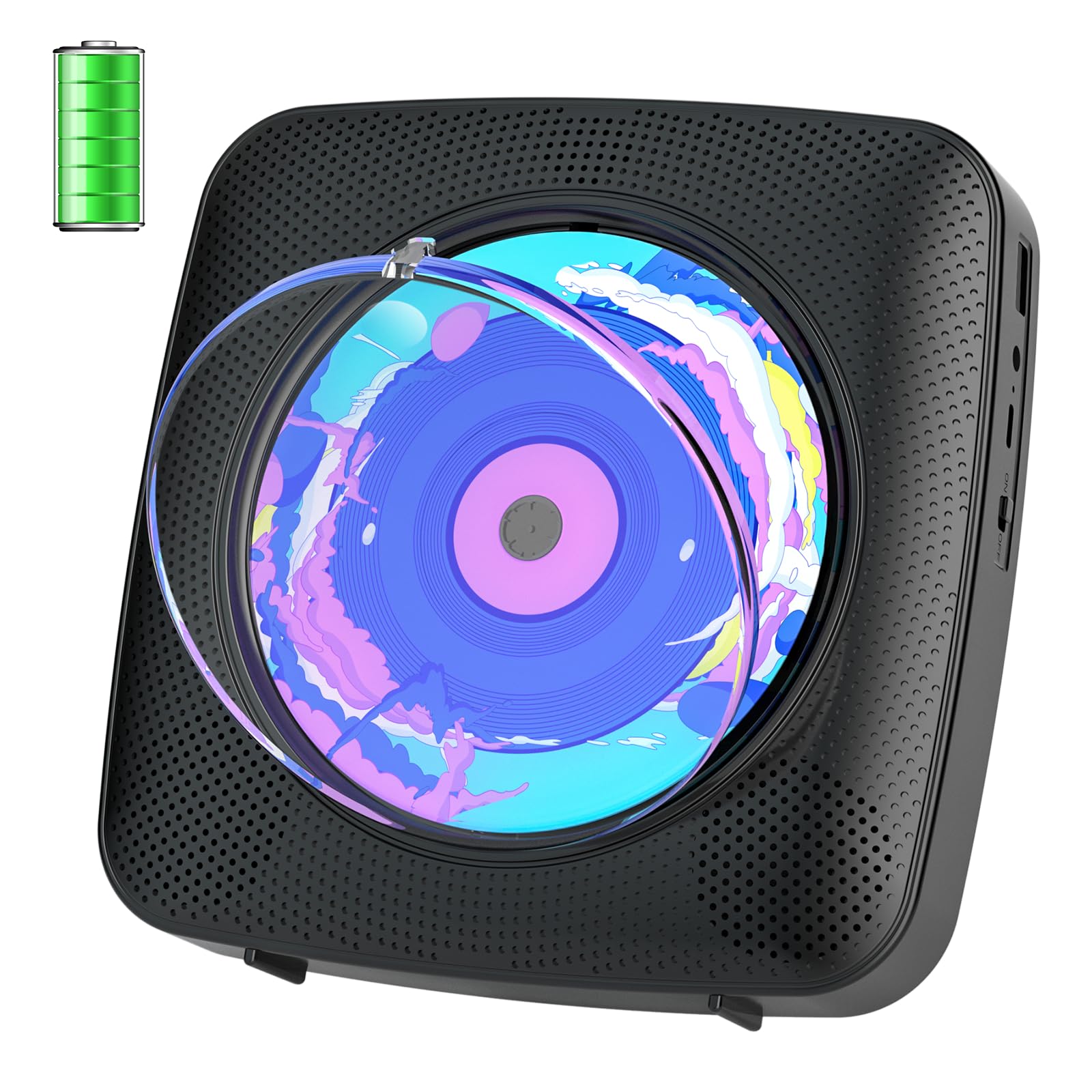 CD Player Portable Bluetooth Rechargeable: CD Players for Home with 1800mAh Kegaudio Desktop Wall CD Player with Speakers Dust C