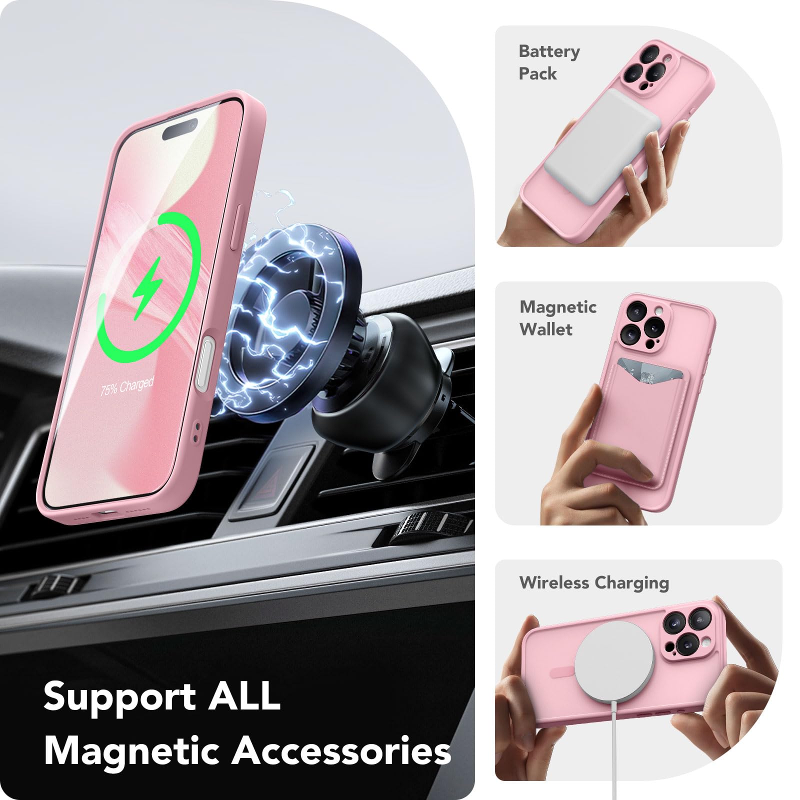 Capraro Magnetic Compatible With Iphone 16 Pro Case, Upgraded [Full Camera Protection] [Compatible With Magsafe] Protective Tran