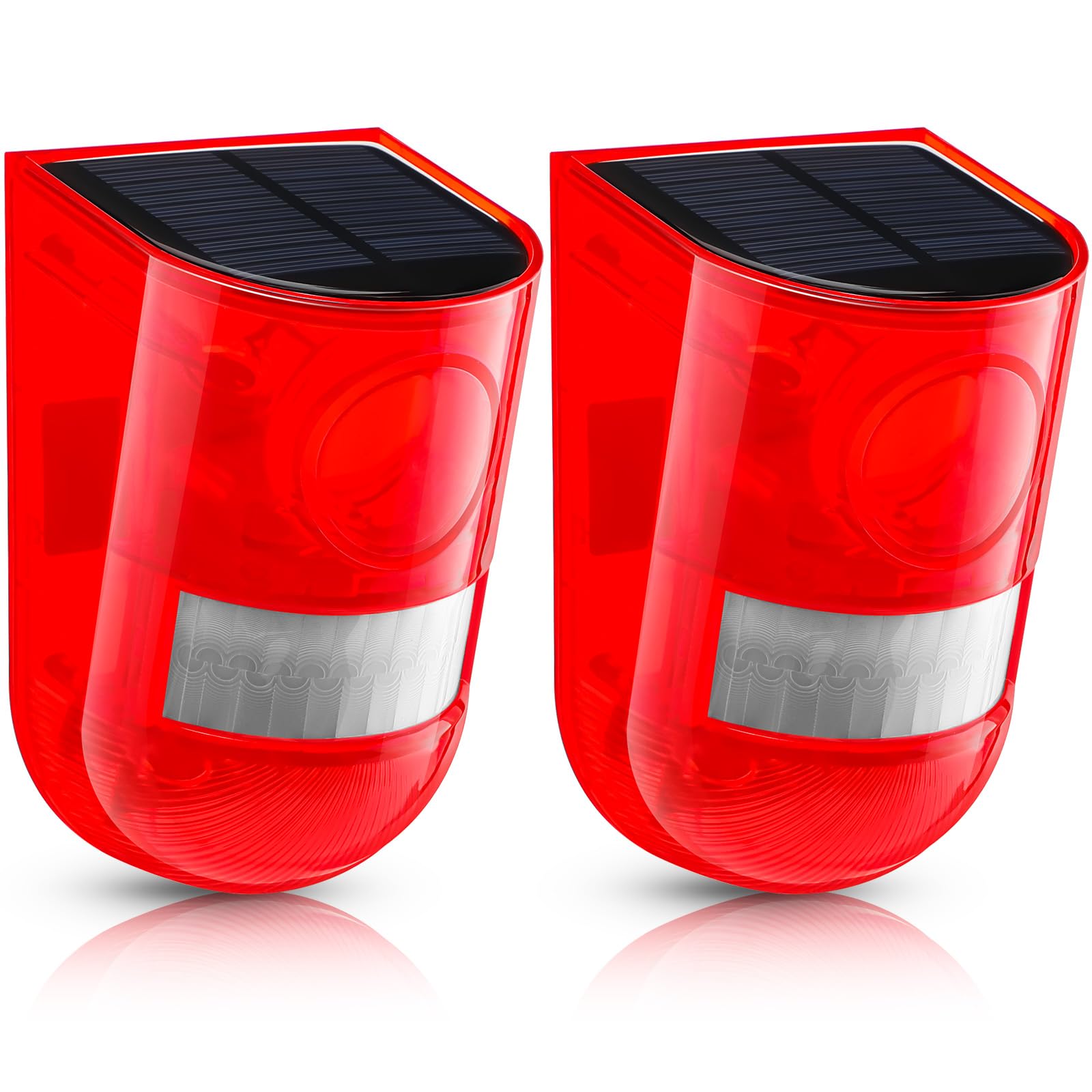 Qualirey Solar Sound And Light Alarm Motion Sensor 129Db Outdoor Dog Baking Security Siren Waterproof Motion Activated Detector 