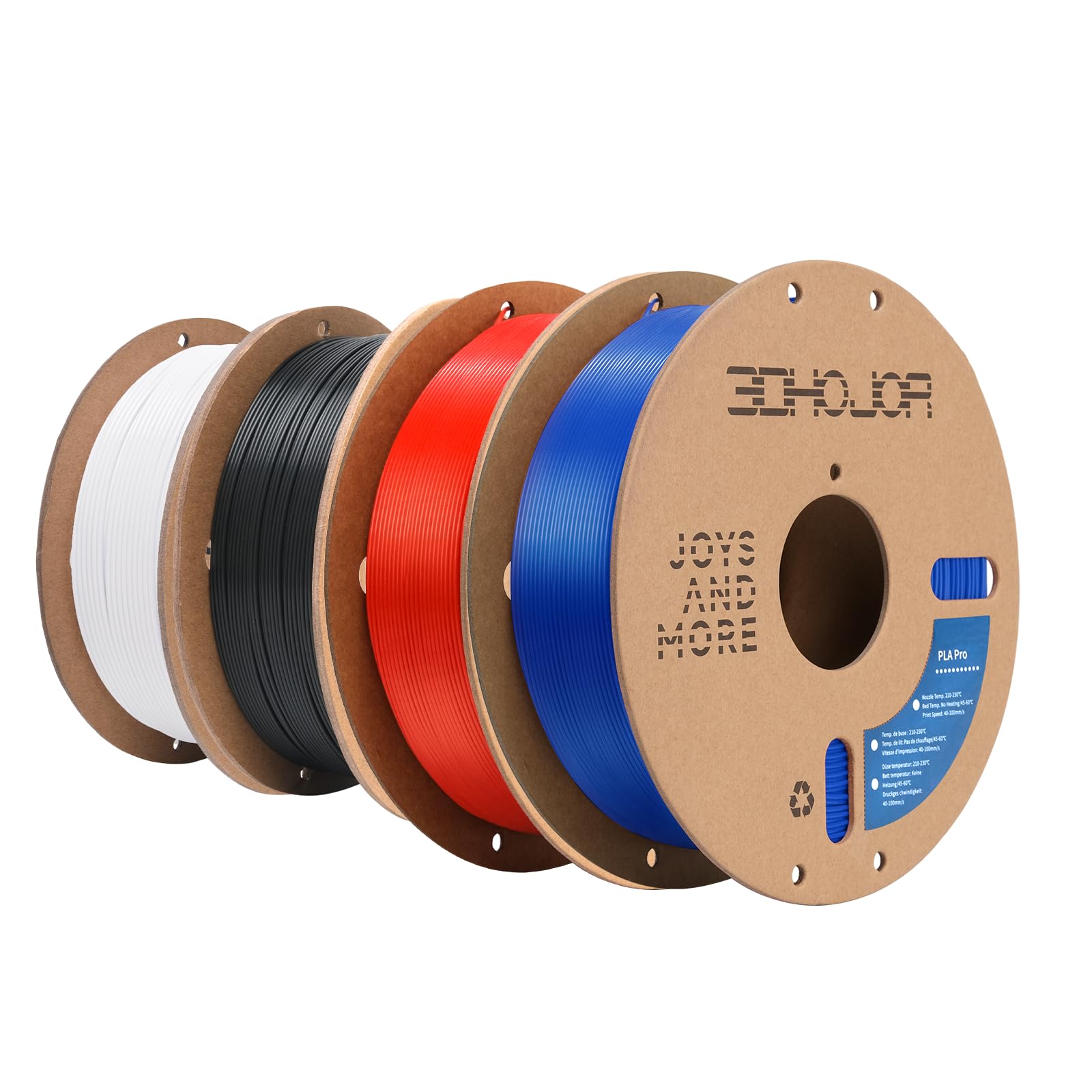 3DHoJor PLA Pro (PLA+) Filament 1.75mm 3D Printing Filament - 1kg*4 Bundle, Cardboard Spool, Dimensional Accuracy +/- 0.03 mm - 