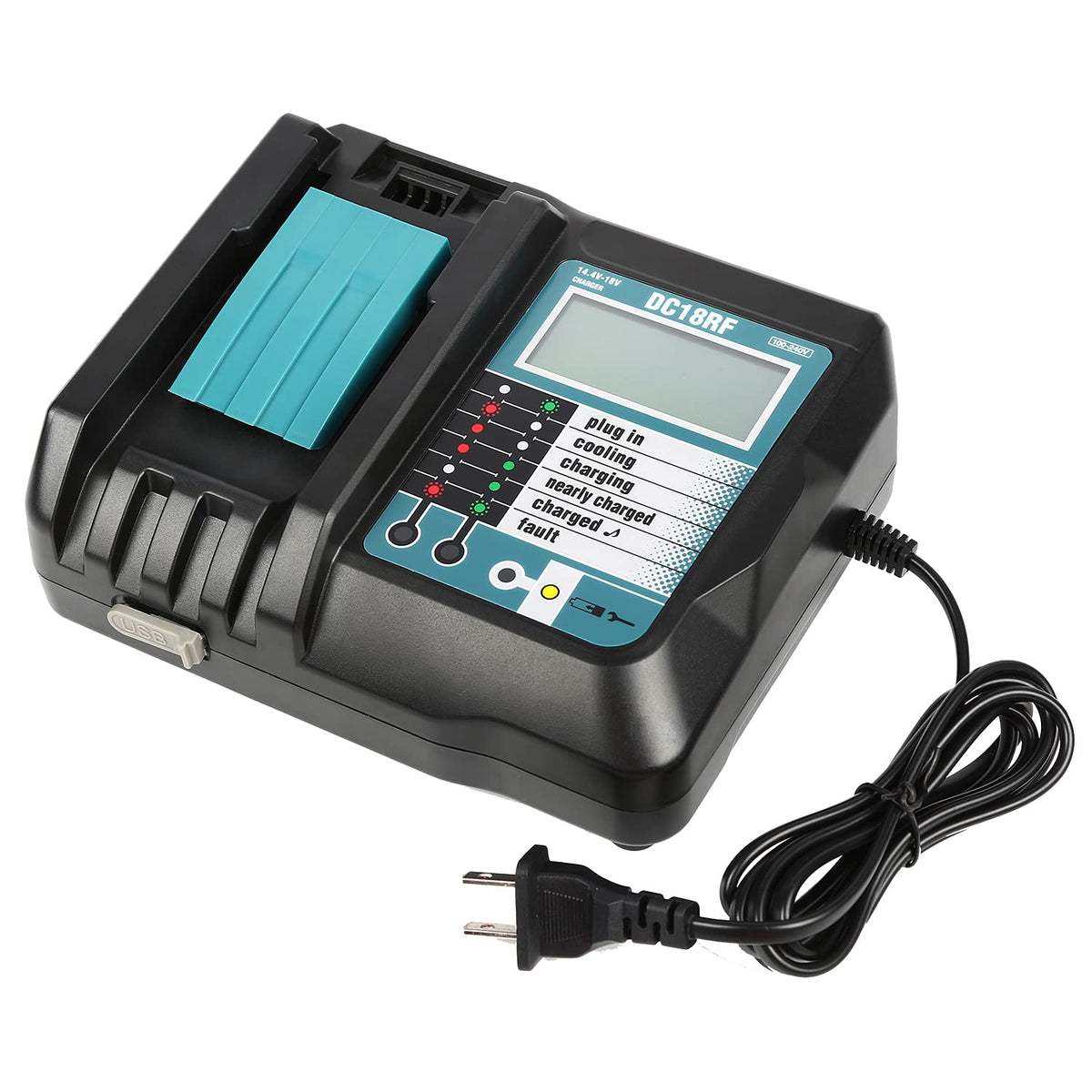 Dc18Rf Charger Compatible With Makita 14.4V/18V Lithium Ion Battery,3.5A With Usb Interface Charging For Bl1815 Bl1820 Bl1830 Bl
