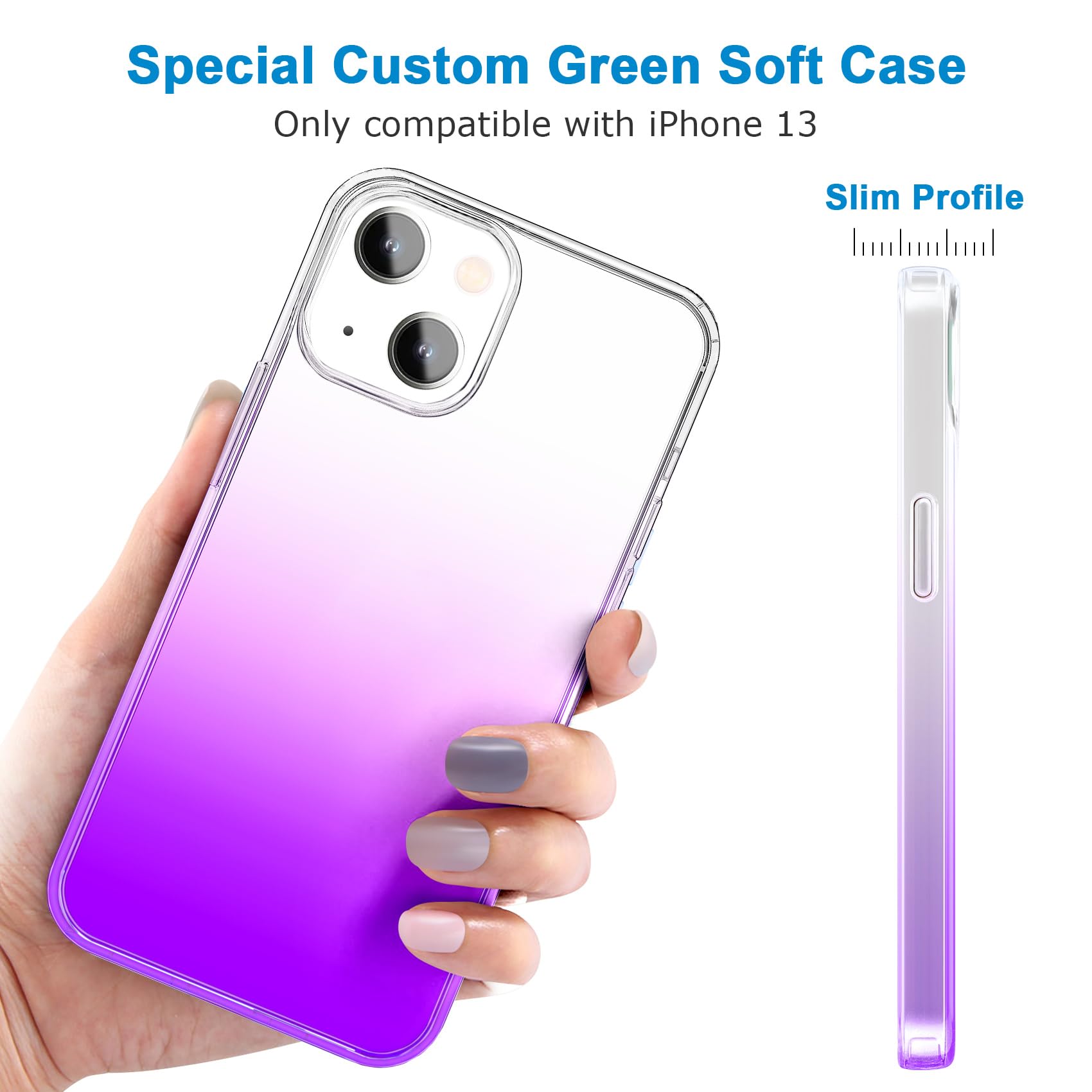Jjgoo Compatible With Iphone 13 Case Clear Soft Transparent Shockproof Protective Slim Thin Bumper Phone Cover, Gradient Purple