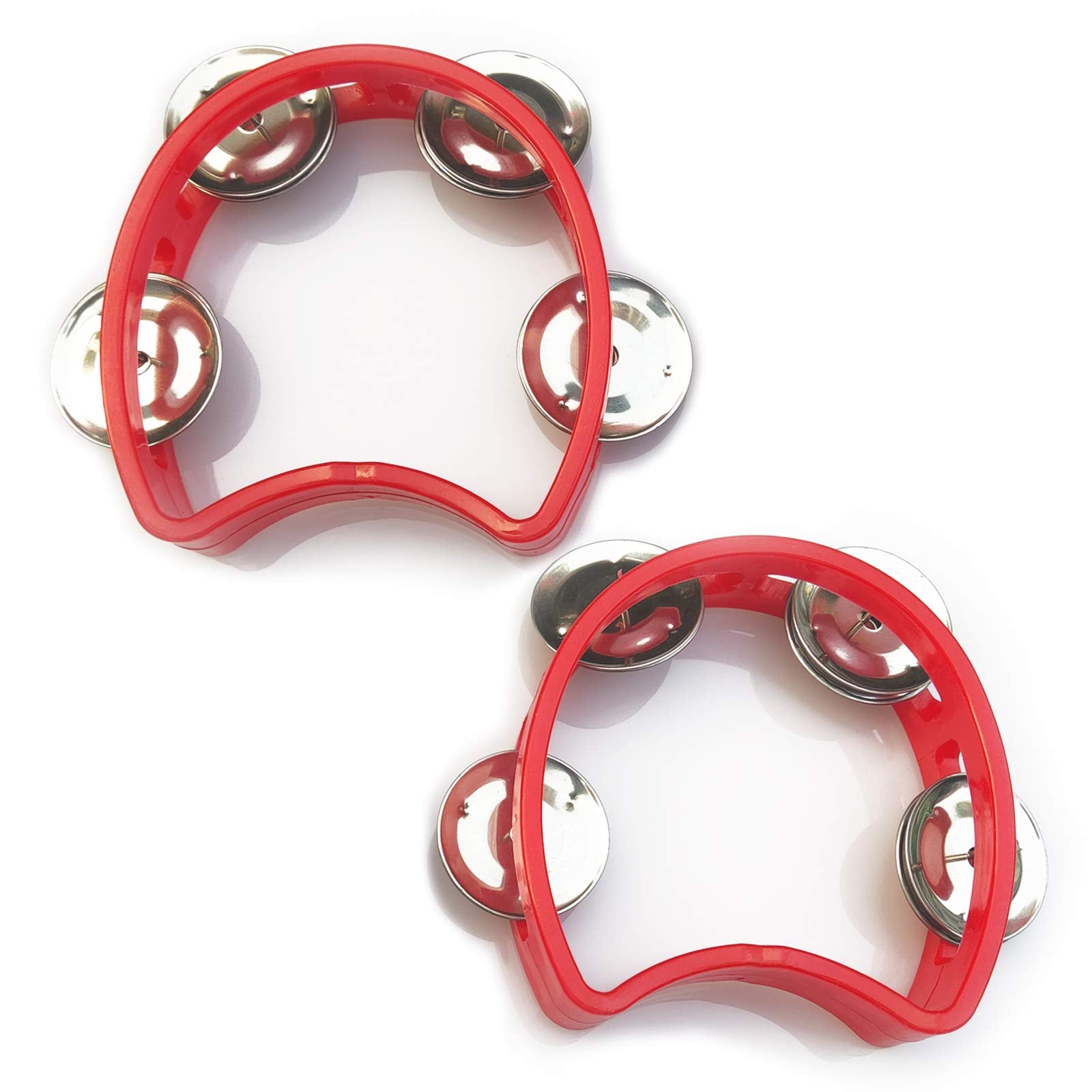 Bealuffe Tambourine Toddler Hand Bell Kids Baby Percussion Musical Instrument Small Tambourine (Red 2 Pack)