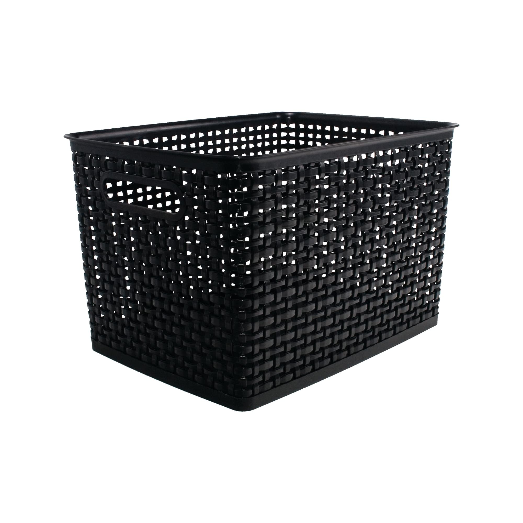 Advantus Corporation Weave Design Plastic Bin Large, Black, 13.75' L X 10.5' W X 8.75' H