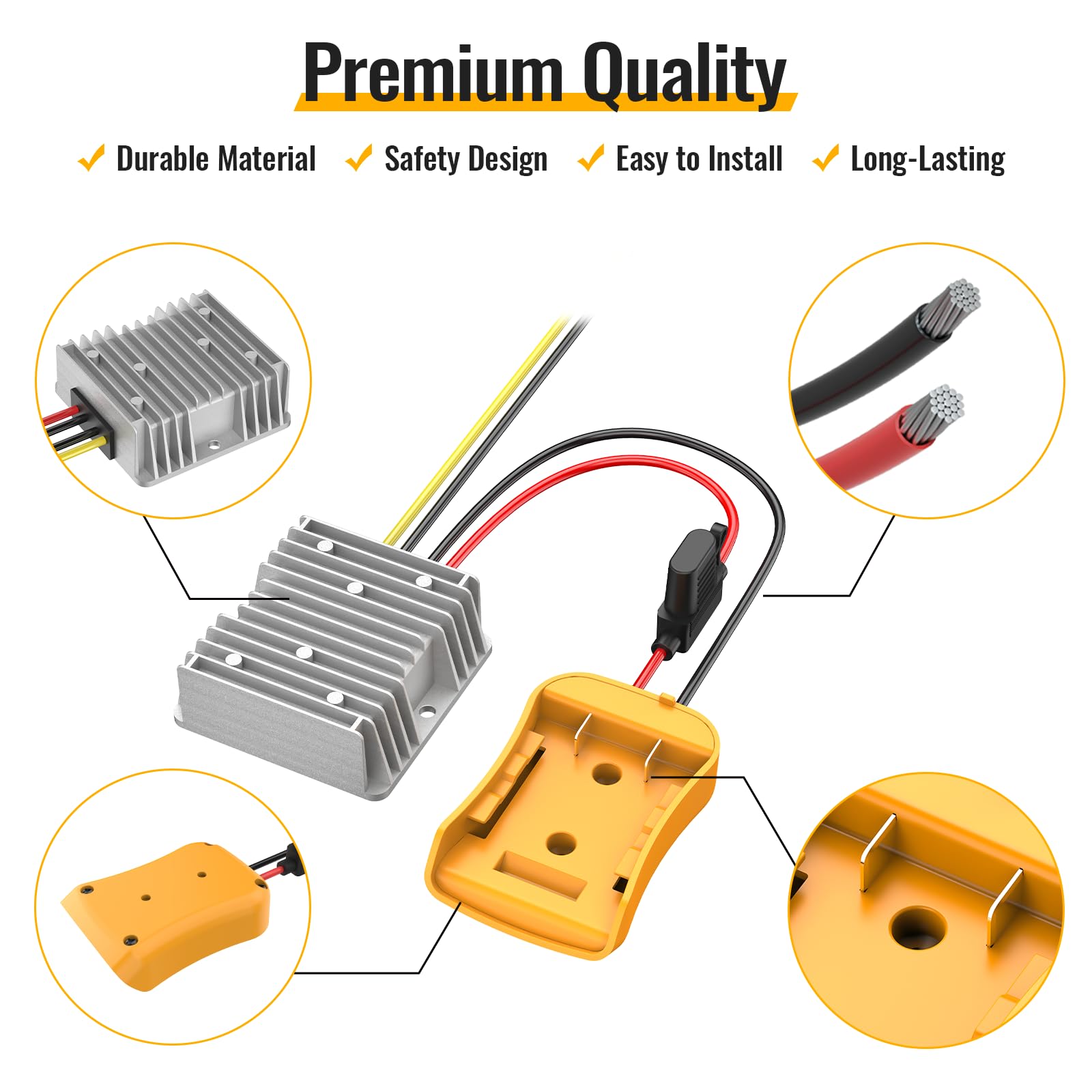 Kzreect 20V To 12V Step Down Converter Compatible With Dewalt 20V Battery, Dc 12V 20A 240W Voltage Reducer Regulator For Golf Ca