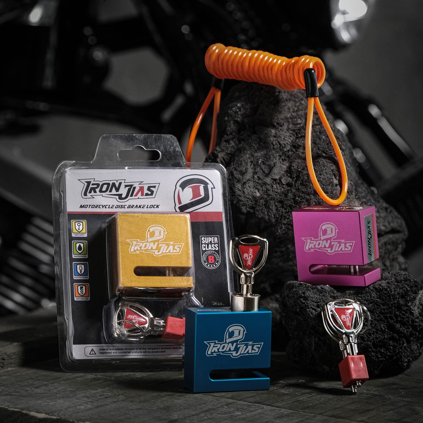 Motorcycle Disc Lock Anti-Theft Wheel Brake Lock Waterproof Alloy With Reminder Cable And 2 Keys, Alarm-Free For Motorbike, E-Sc