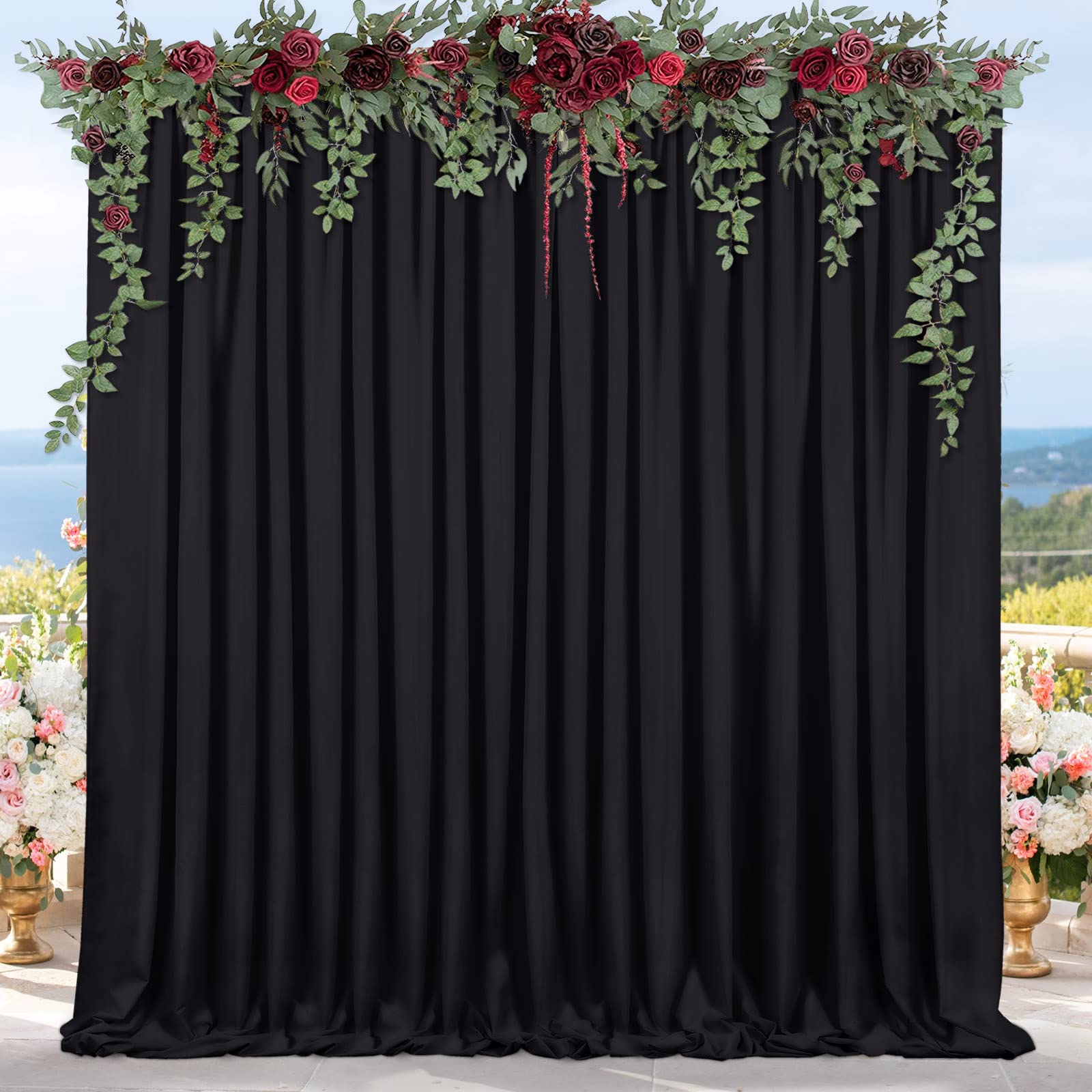 Backdrop Curtains Black Polyester Backdrop For Curtains 2 Packs 5Ftx8Ft Drape Halloween Curtain Fabric For Party Decoration