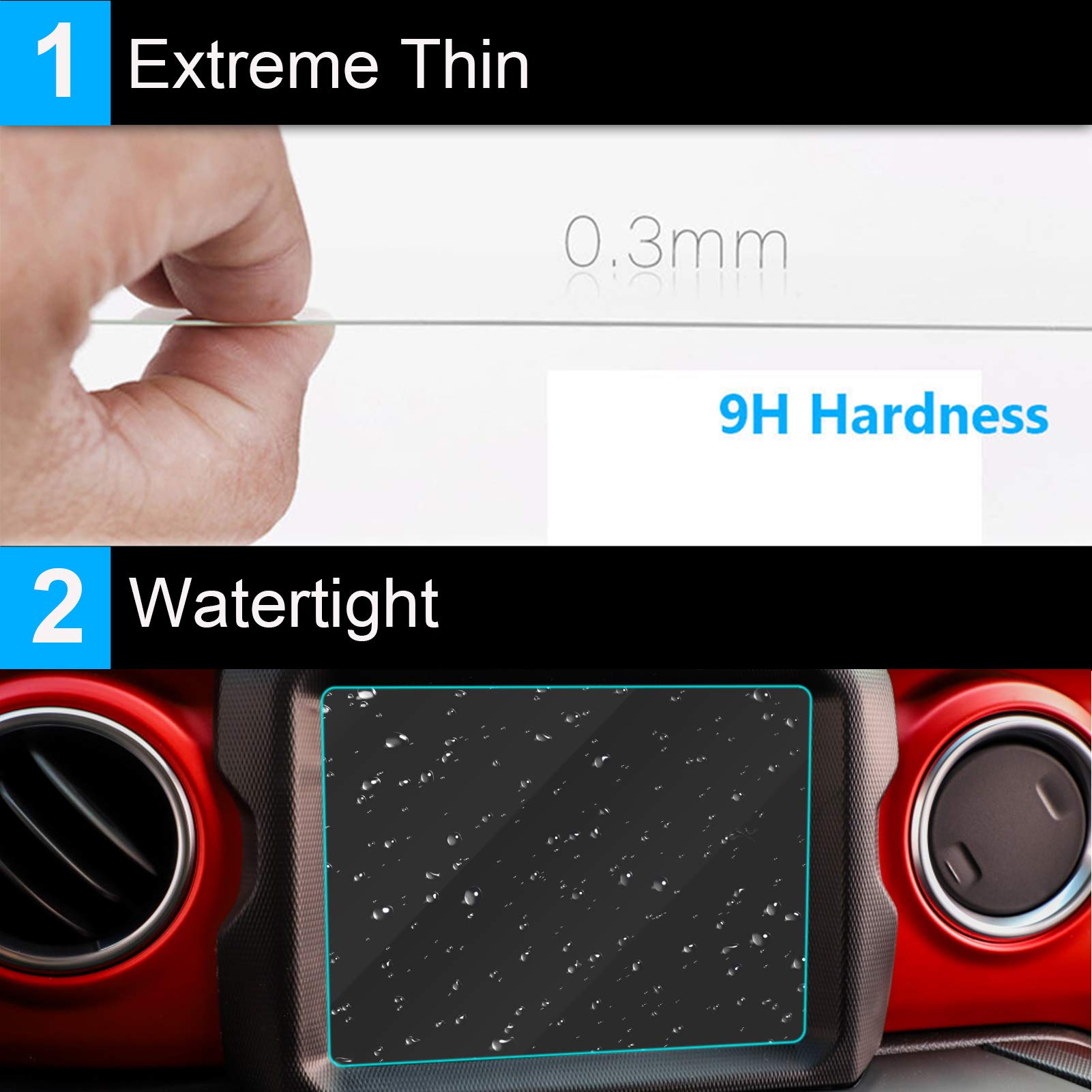 TTCR-II Screen Protector for Ram 1500, Jeep Grand Cherokee, Wrangler JL, Gladiator JT, Compass MP - 8.4" Tempered Glass, Clear