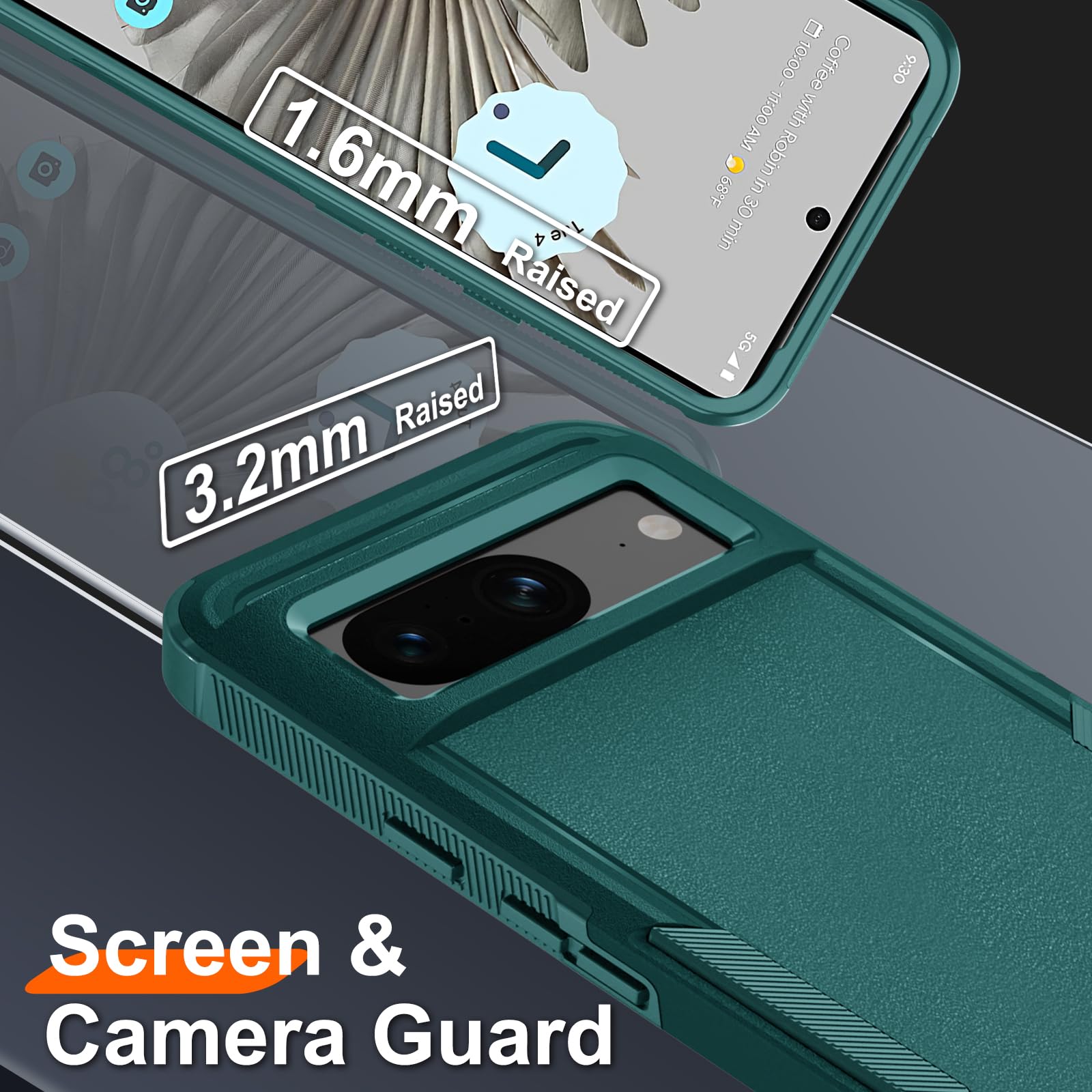 Janmitta For Google Pixel 8 Case With Screen Protector+Camera Lens Protector+Wrist Strap Lanyard,Heavy Duty Shockproof Full Body