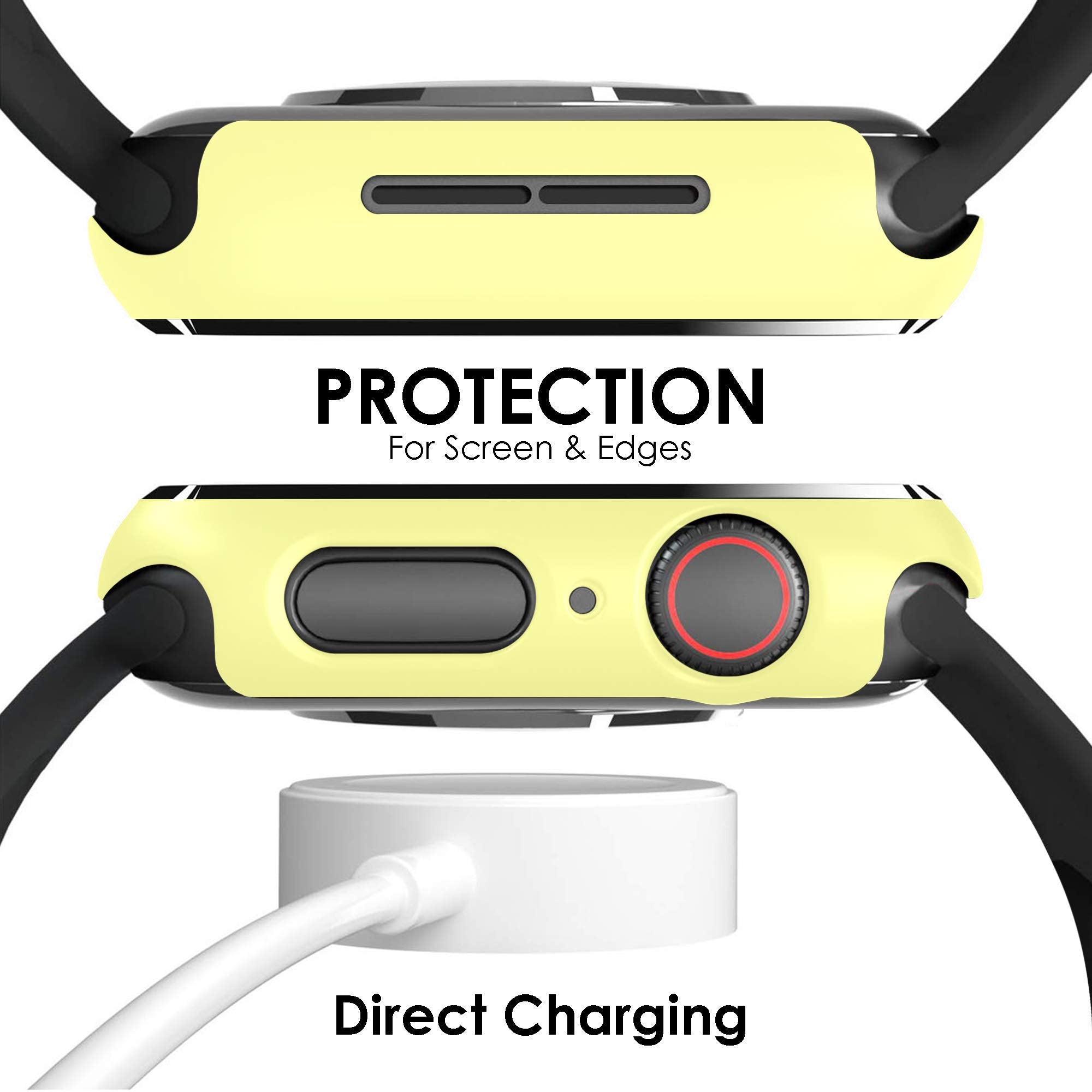 Pokanic [2 Pack Compatible With Apple Watch Se 6 5 4 Series Iwatch 9H Tempered Glass Case Full Body Screen Protector Cover Wirel