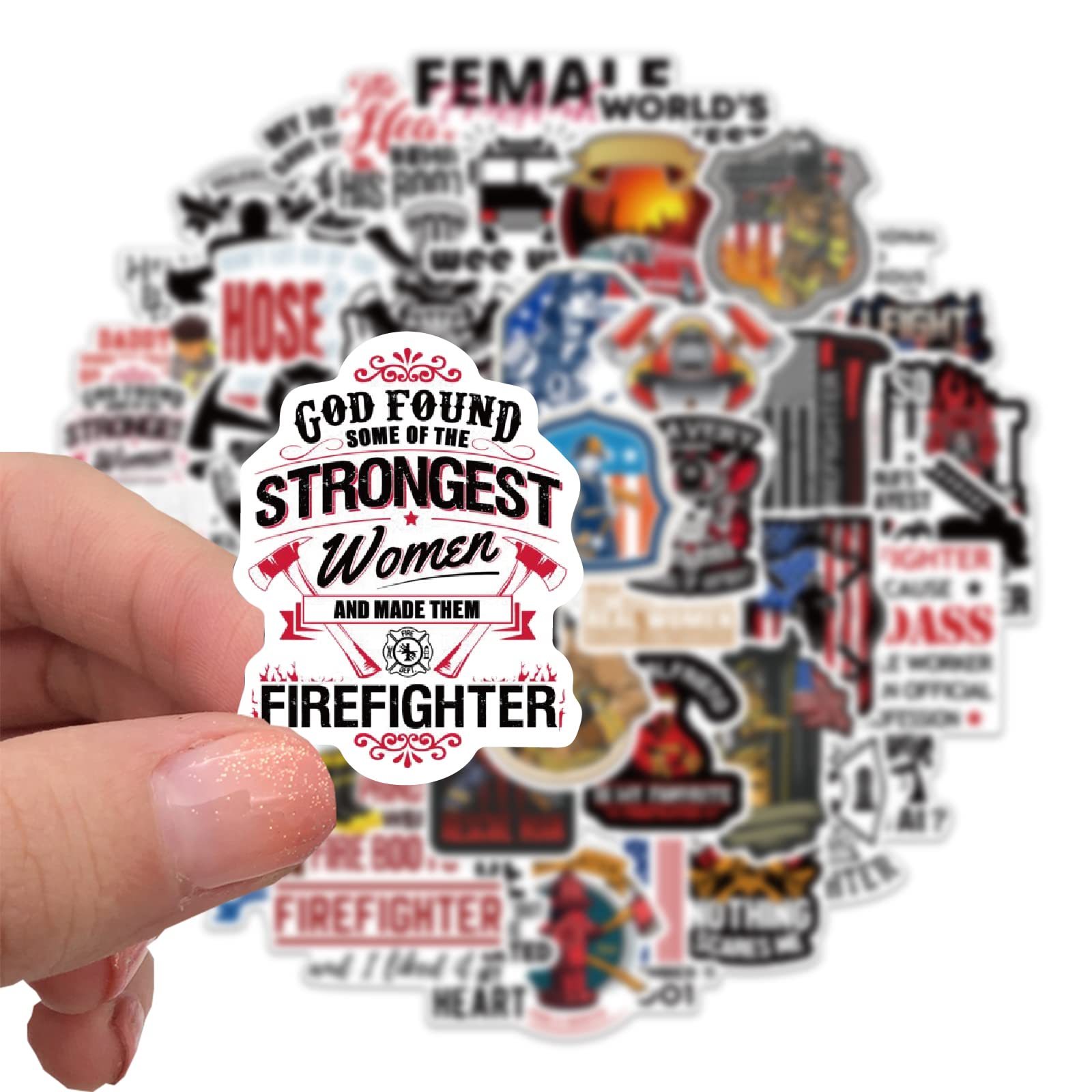 50 Pcs Firefighter Stickers, Thin Red Line Stickers,Fire Department, Fire Truck, Fire Rescue Stickers For Laptop,Water Bottles,H