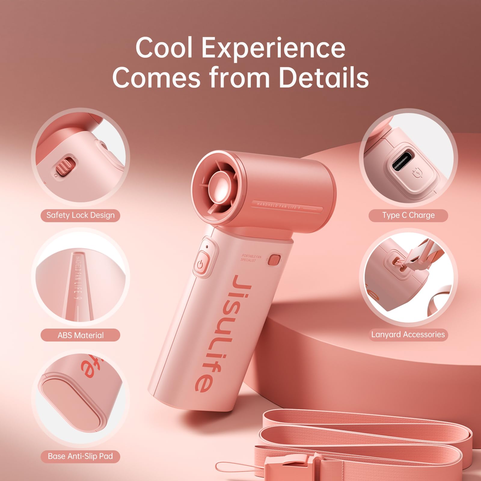 Jisulife Handheld Fan Life9, Powerful Portable Turbo Fan [22H Max Cooling Time], 40000 Rpm Hight Speed, 5000Mah Usb Rechargeable