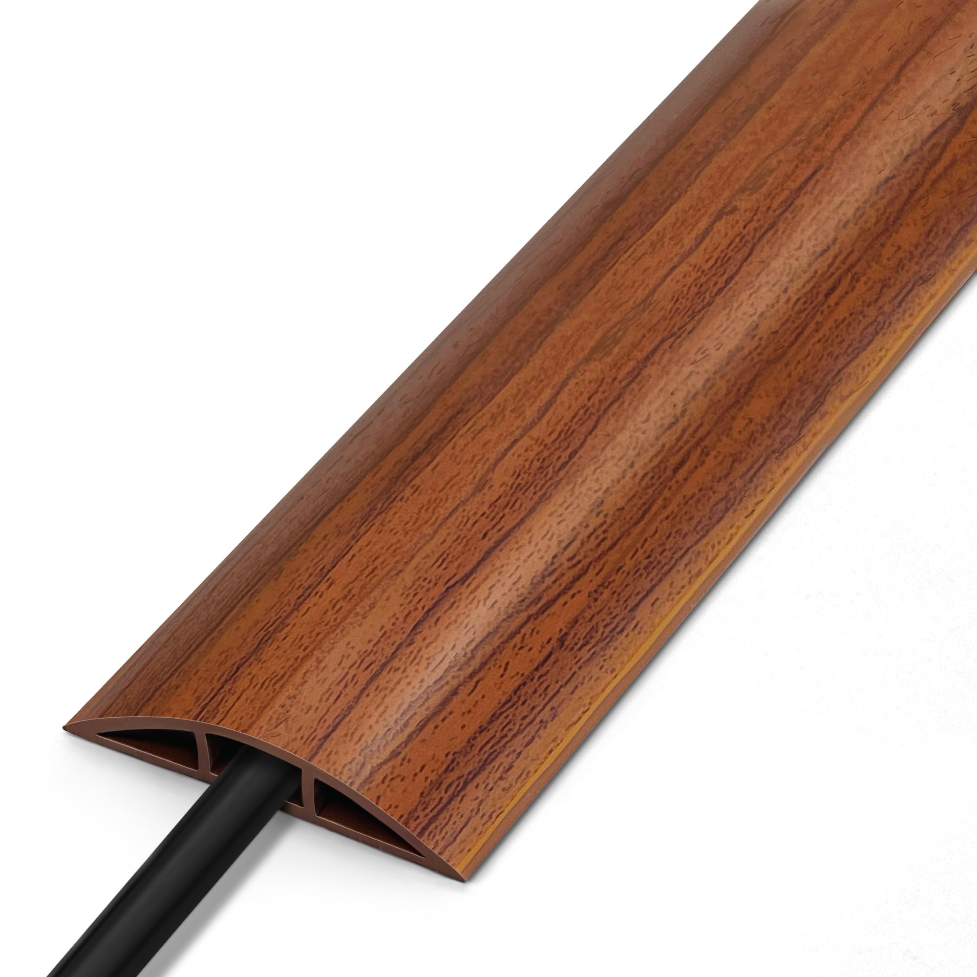 Cord Covers For Wires On Floor 6Ft, Lzeoy Cord Cover Floor, Wood Brown Floor Cable Management, Cable Protector Prevent Cable Tri