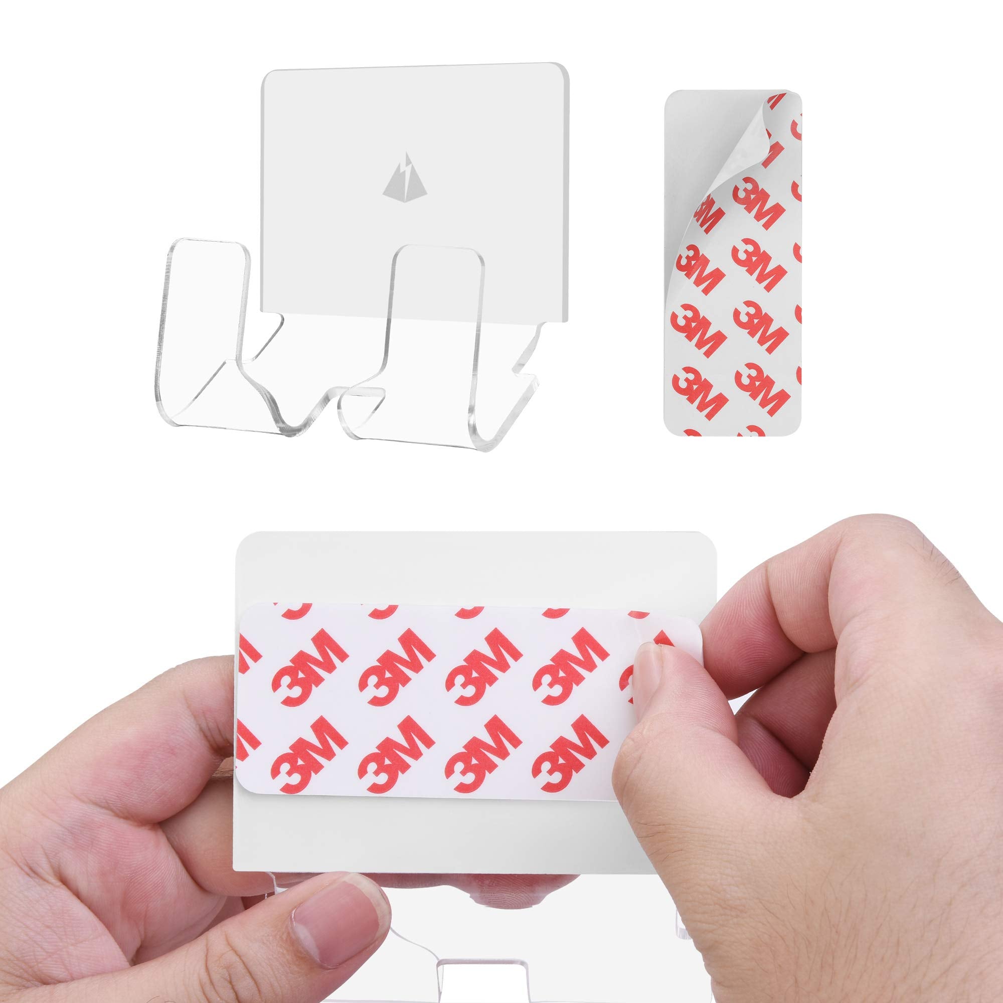 Txesign Adhesive Wall Phone Holder Mount For Smartphones Iphone External Battery Wall Holder Mount (Silky White & Transparent)