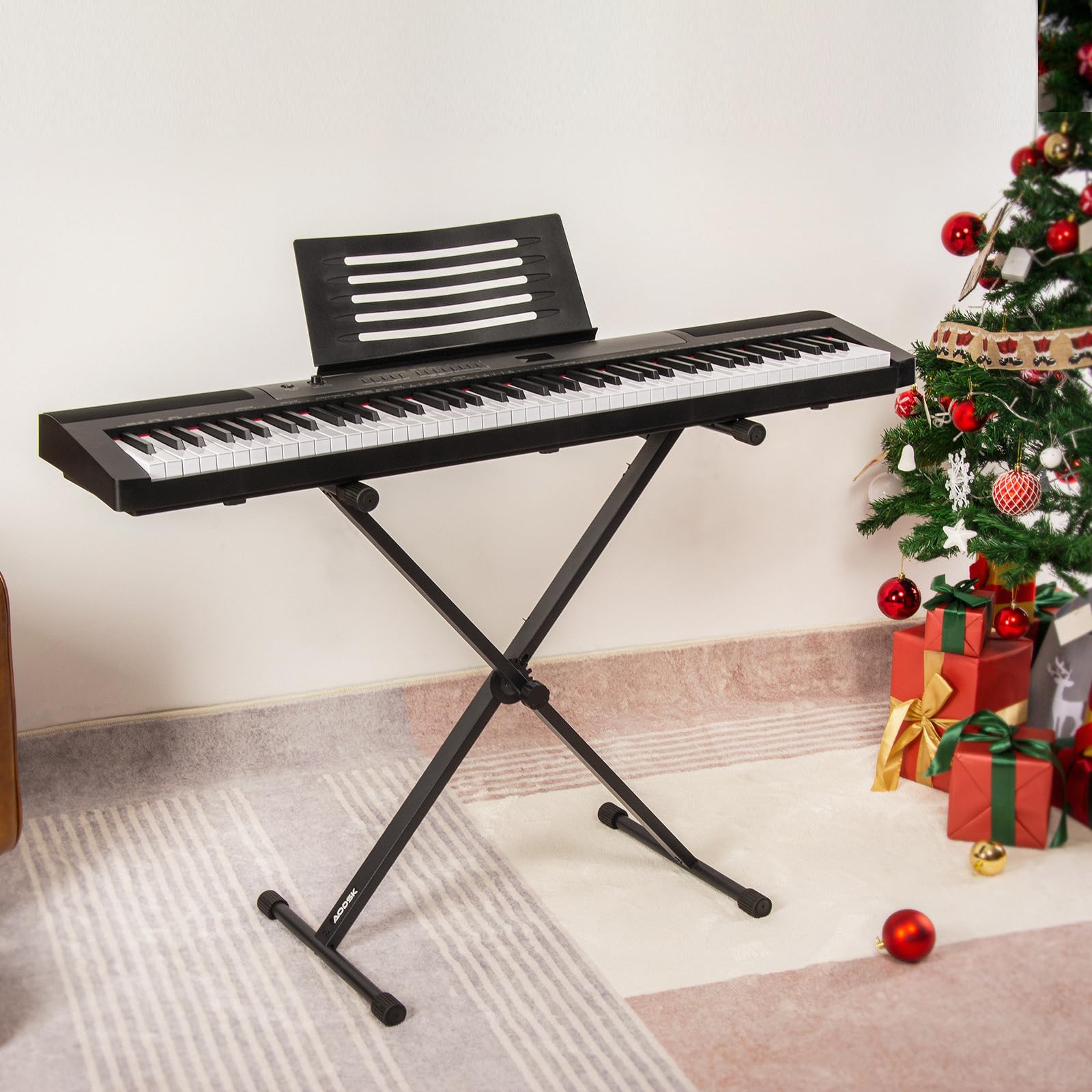 Aodsk Single X Keyboard Stand Adjustable Width & Height,Piano Stand With Locking Straps & Quick Release Mechanism Adjust Height