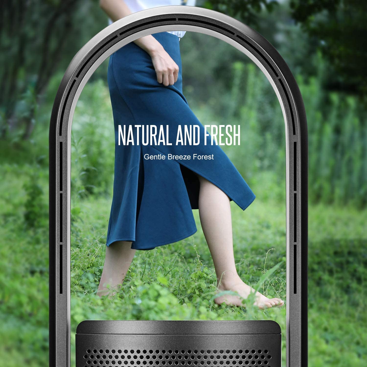 Ultty Bladeless Tower Fan And Air Purifier In One, 90 Oscillating Bladeless Fan With Remote, Touch, 8H Timer, Floor Fans For Bed