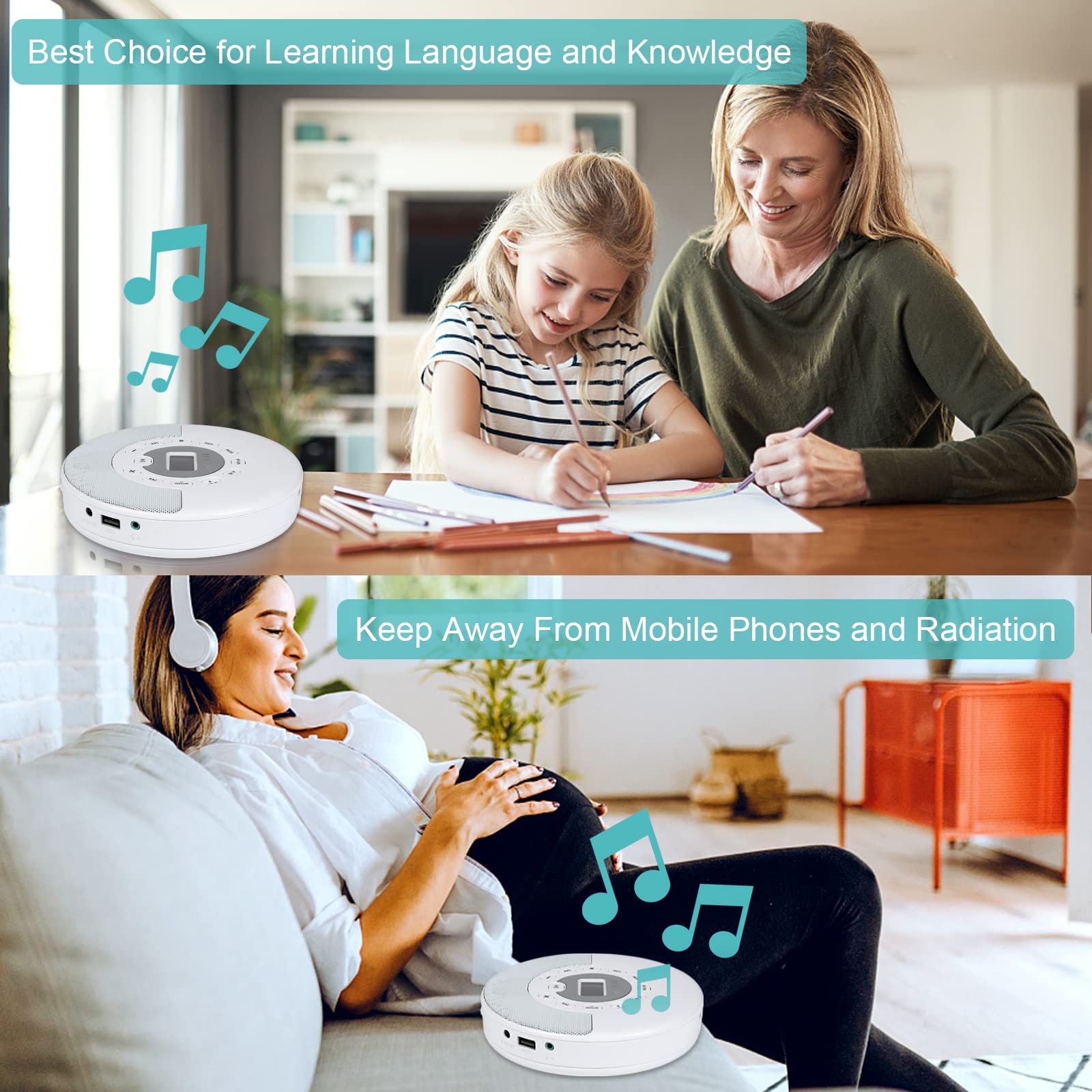 Cd Player Portable With Bluetooth   Rechargeable Personal Cd Player With Stereo Speakers,Anti Skip Walkman Cd Music Player For C