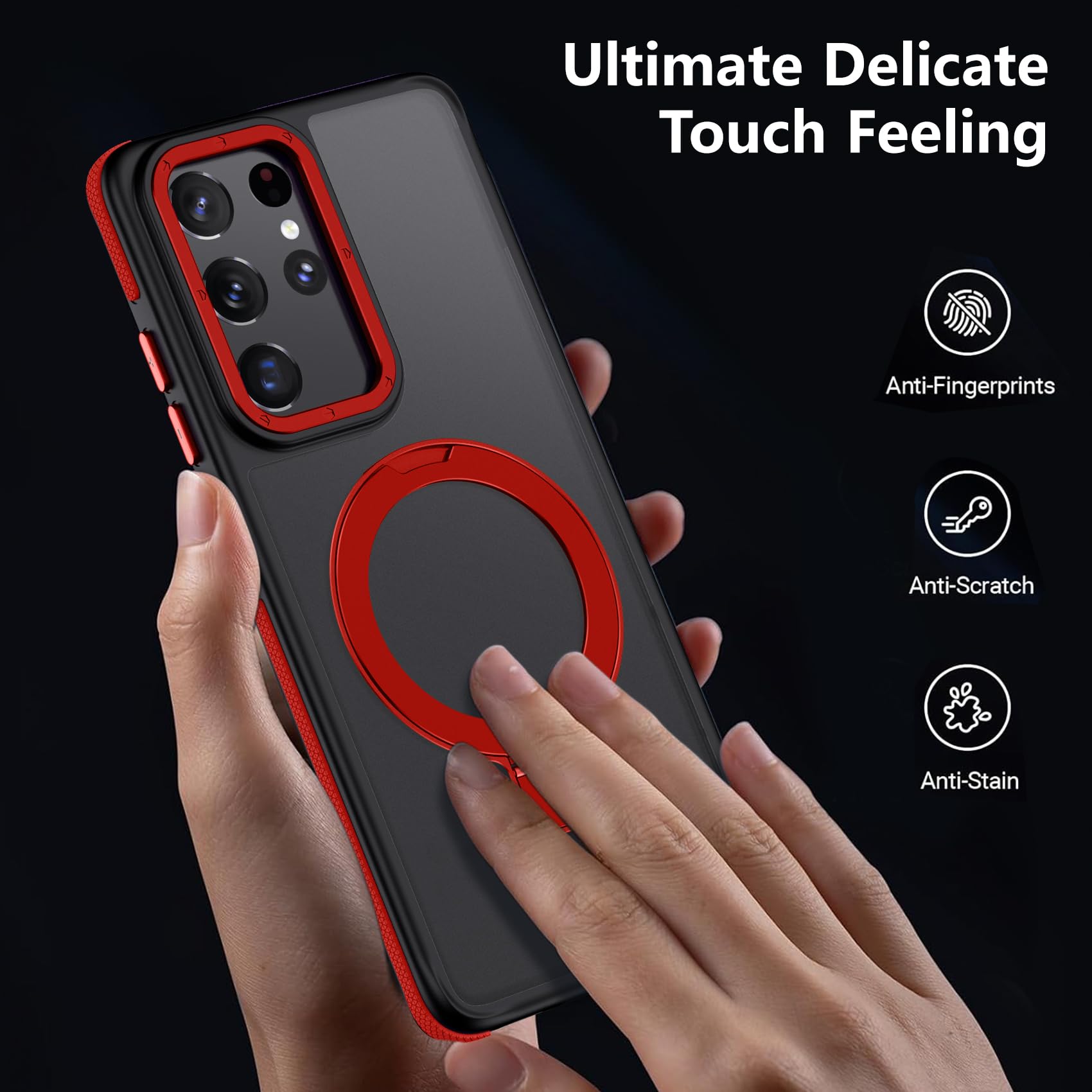 Mondelete For Samsung Galaxy S21 Ultra Case, Magnetic Adjustable Ring Stand [Fit For Magsafe], [Military-Grade Shockproof Protec