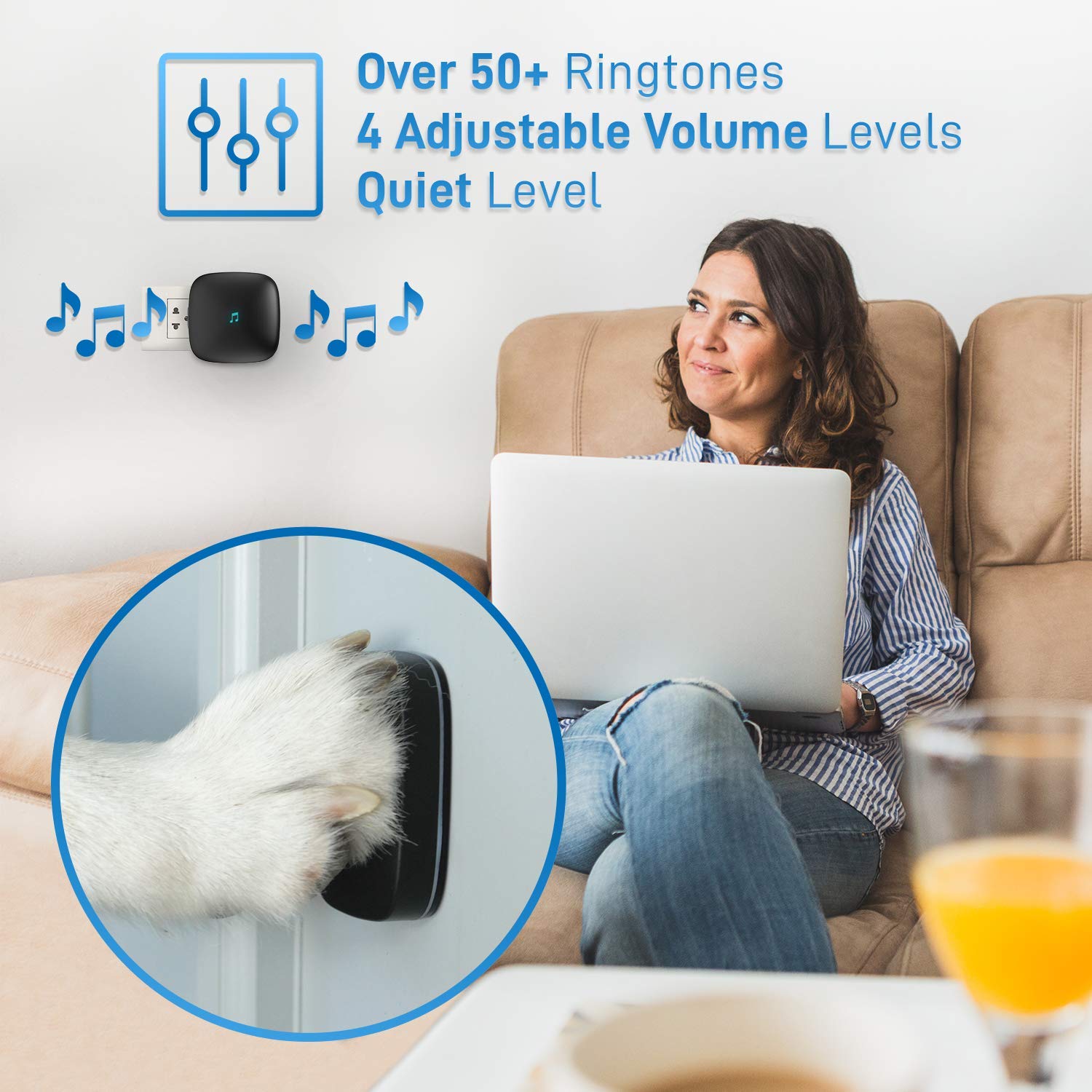 Dog Bell For Potty Training   Touch Activated Wireless Dog Door Bell For Puppy Training   Waterproof Pet Training Bell W/Over 10