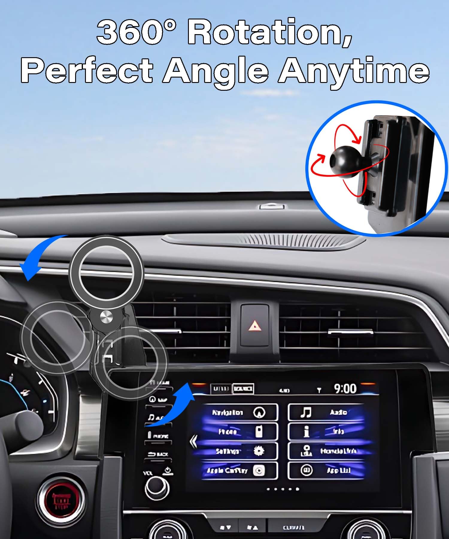 Abeeygeomarn Car Phone Holder For Honda Civic 2016-2021 Accessories Apply To 5/7 Inch Touch Screen Fixed Clip Magnetic Cell Phon