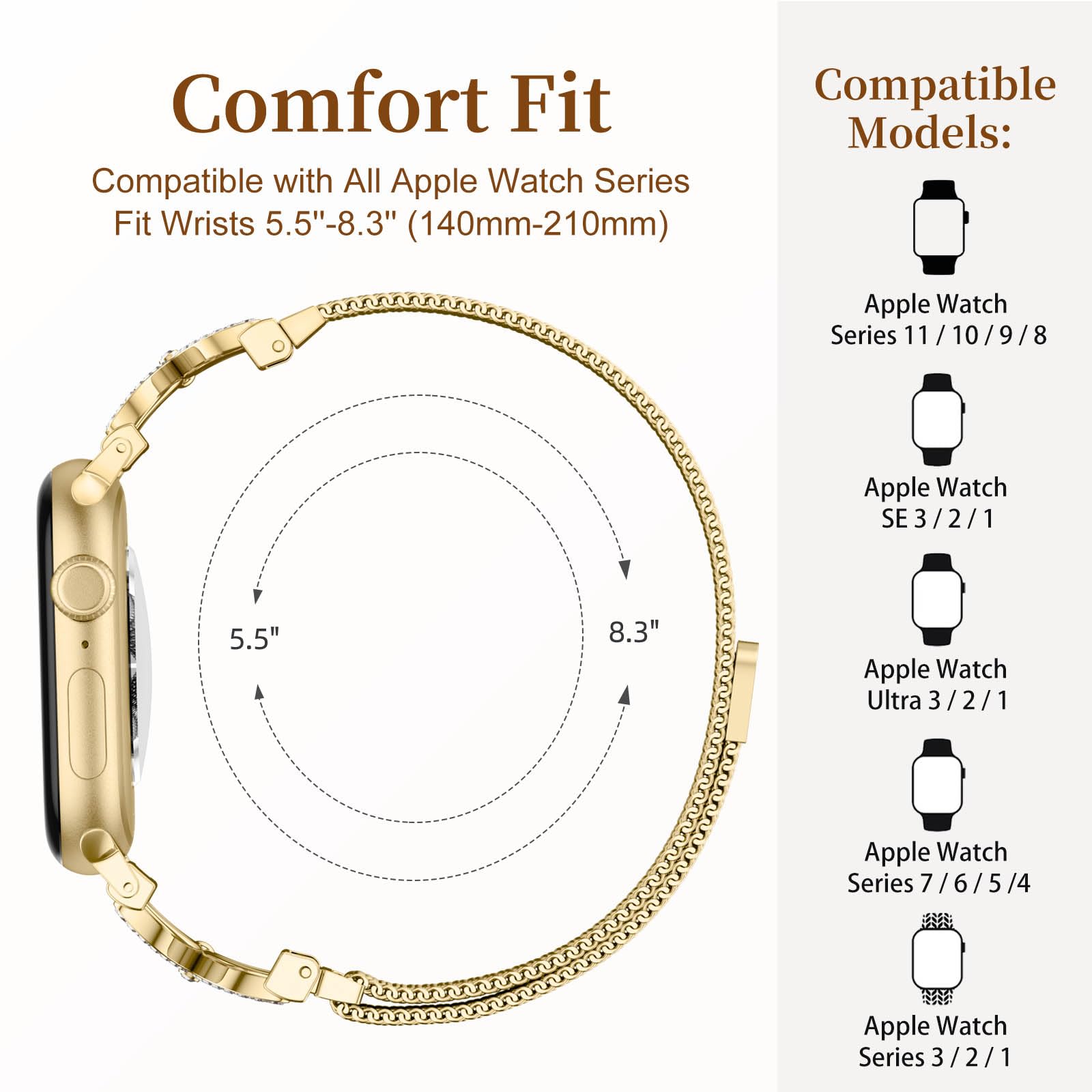 Getino Magnetic Metal Strap For Apple Watch Bands For Women 40Mm 41Mm 42Mm 44Mm 45Mm 46Mm 49Mm 38Mm Series 11 10 9 8 7 6 5 4 3 2