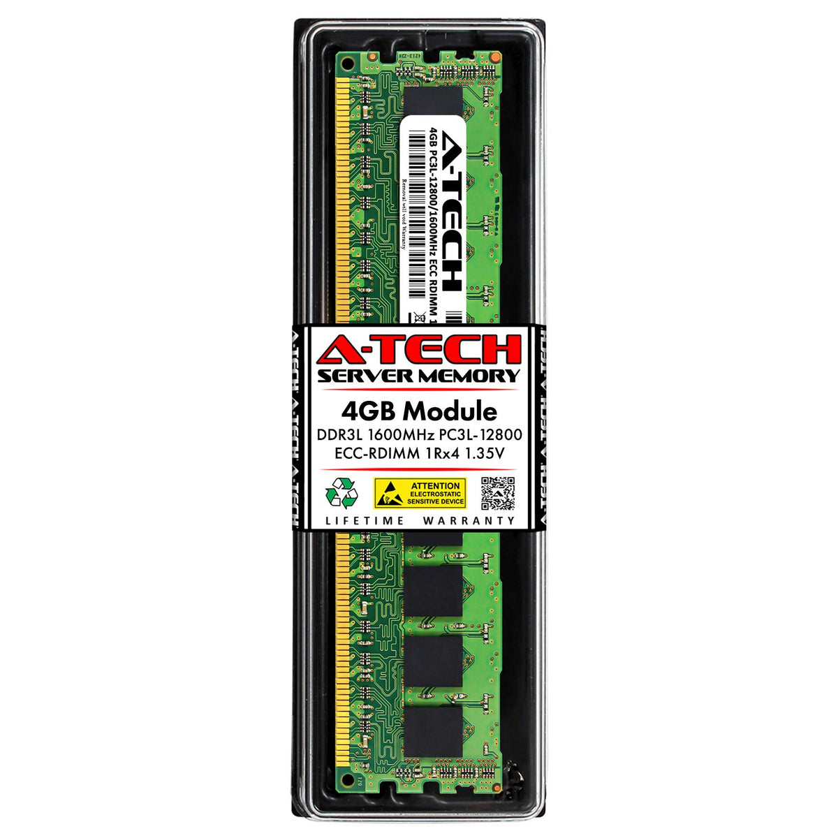 A Tech 4Gb Ddr3/Ddr3L 1600Mhz Pc3L 12800R Ecc Rdimm 1Rx4 Single Rank 1.35V Ecc Registered Dimm 240 Pin Server Ram Memory Upgrade