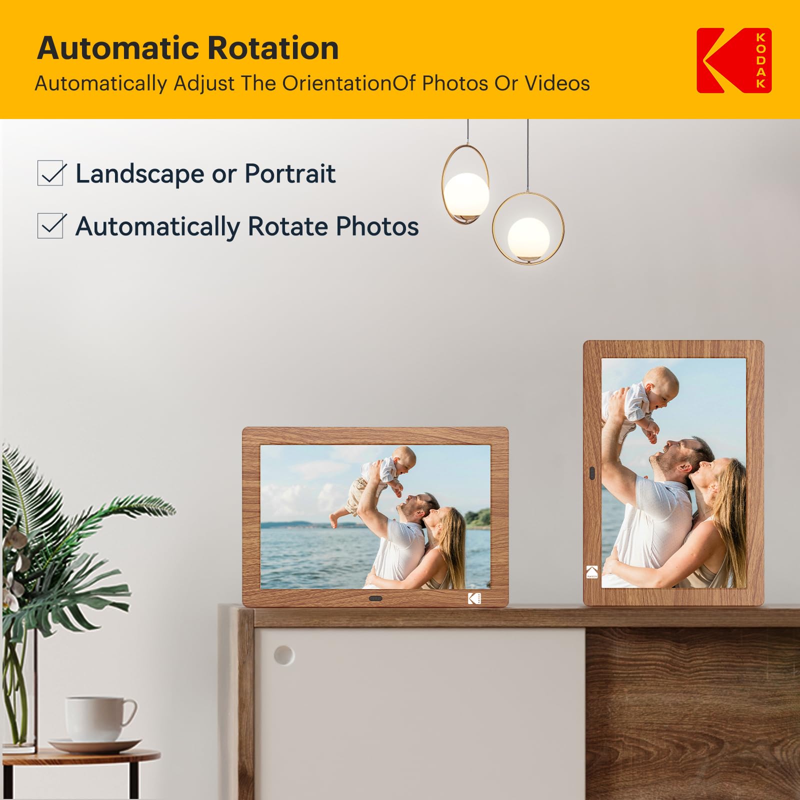 Kodak 8 Inch Digital Picture Frame,1280 * 800 Ips Hd Screen Digital Photo Frame With Remote Control, Auto Rotate,Easy Operated P